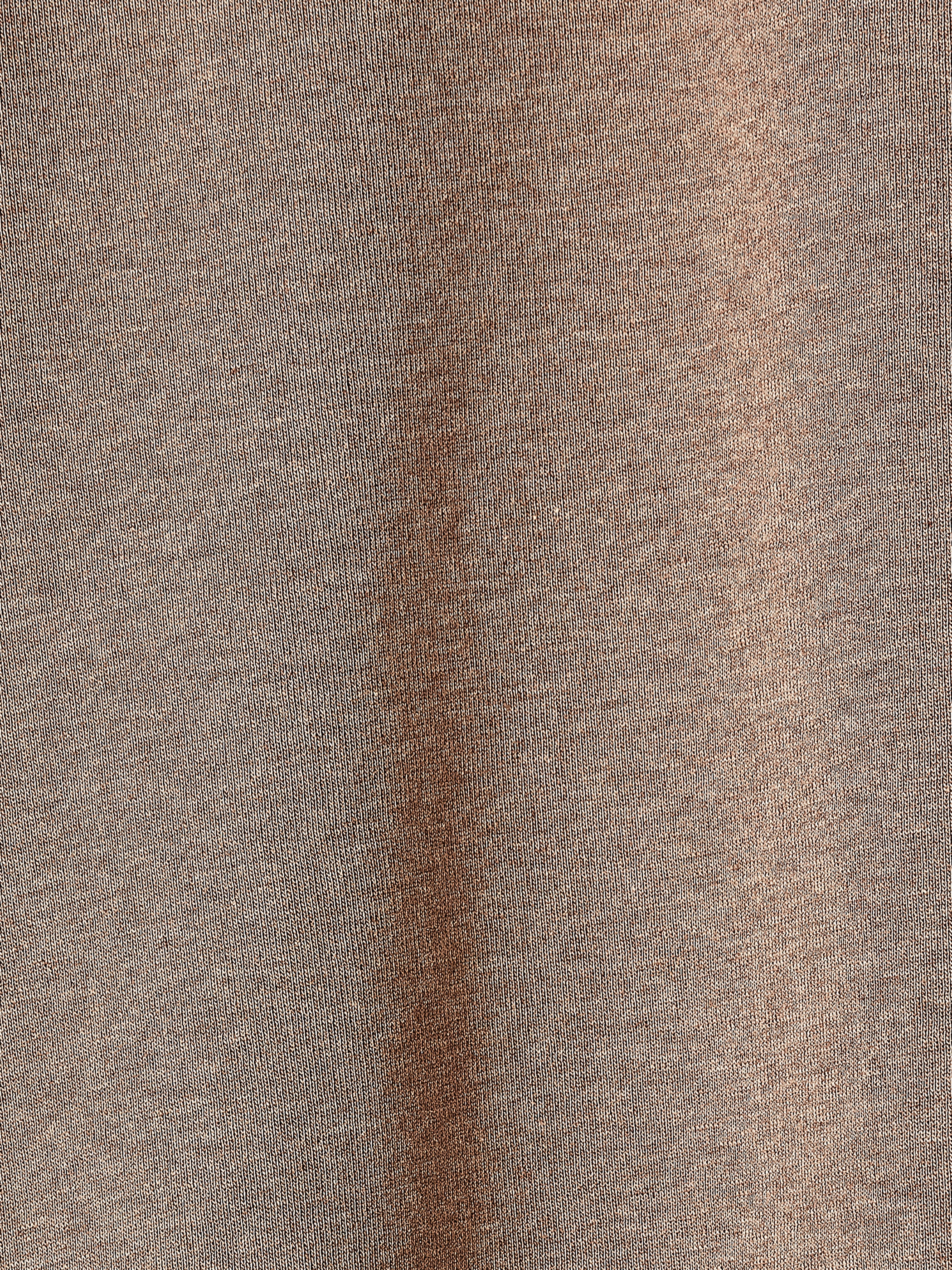 T-Shirt Côtelé Ajusté à Manches Longues et Col Rond en Tricot Luxueux