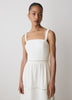 Sleeveless Square-Neck Linen-Blend Midi Dress