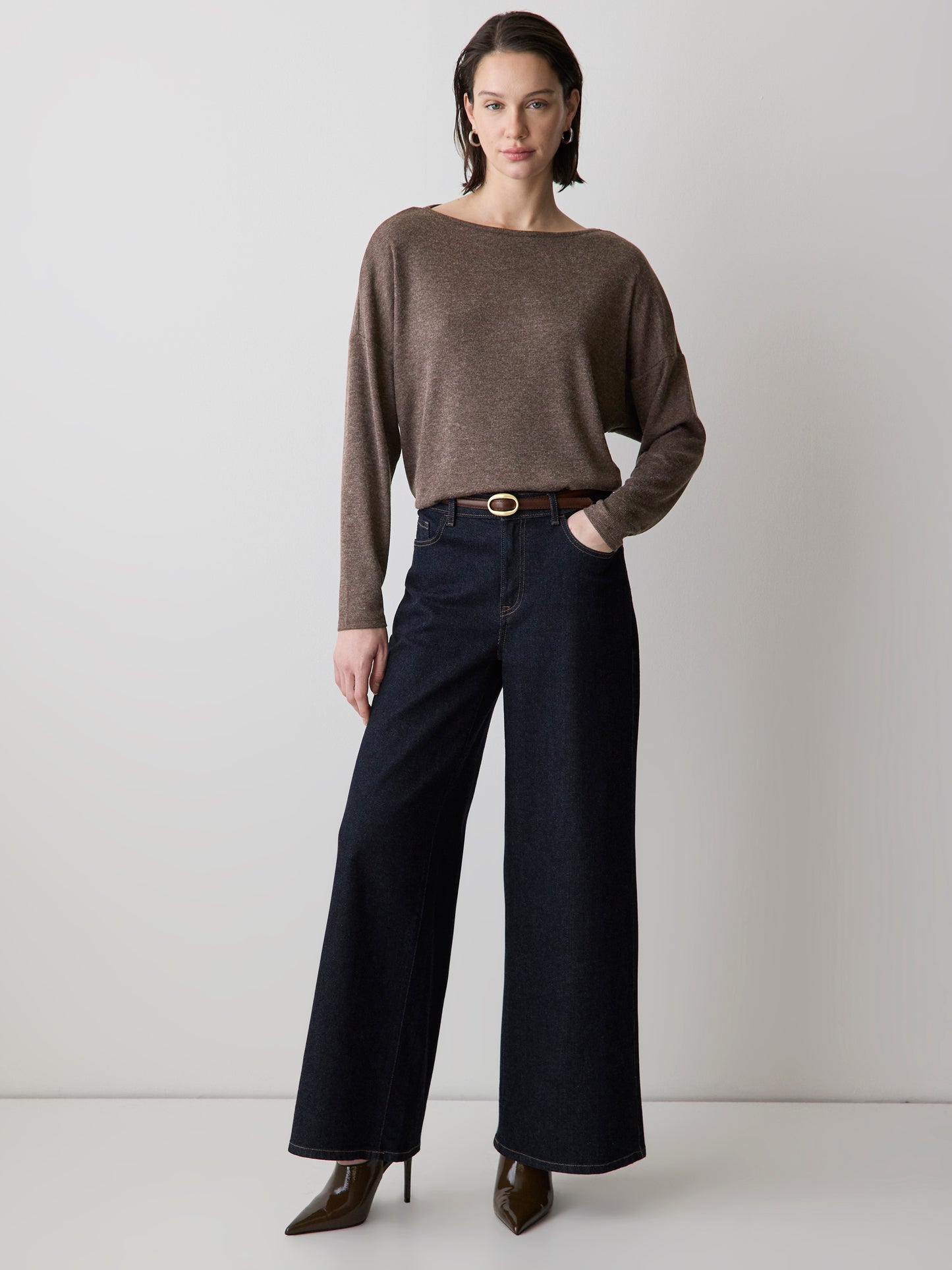 Long-Sleeve Crew-Neck Ribbed Top