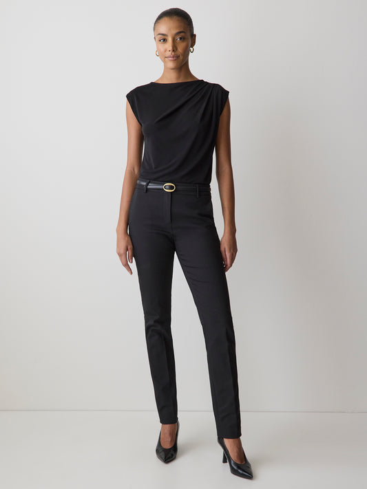 Limitless Black Mid-Rise Long Slim-Leg Signature Fit Pant