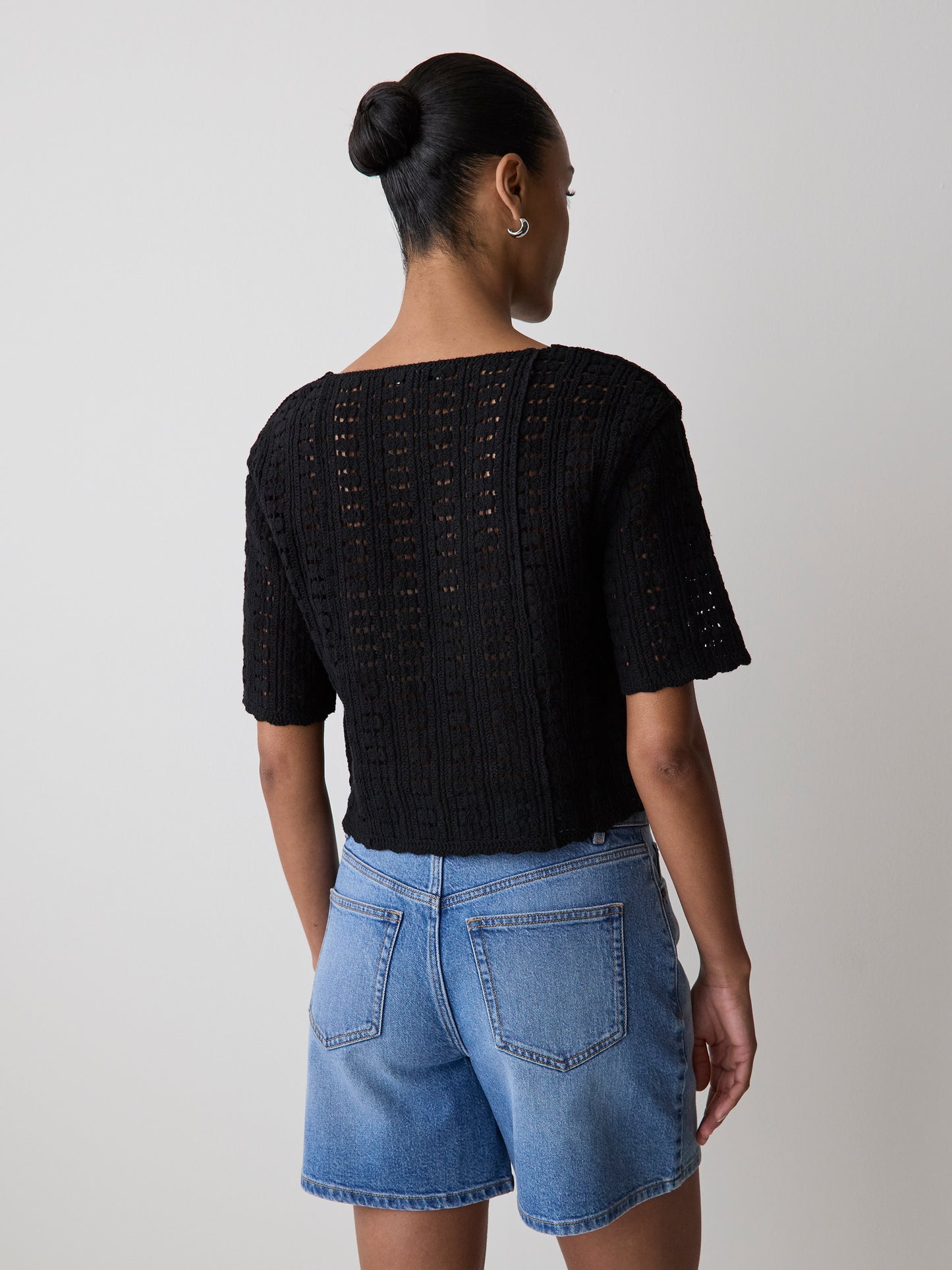 Knit Crochet Relaxed Tee in 100% Cotton