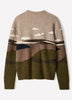 Long Sleeve Landscape Intarsia Crew Neck Sweater