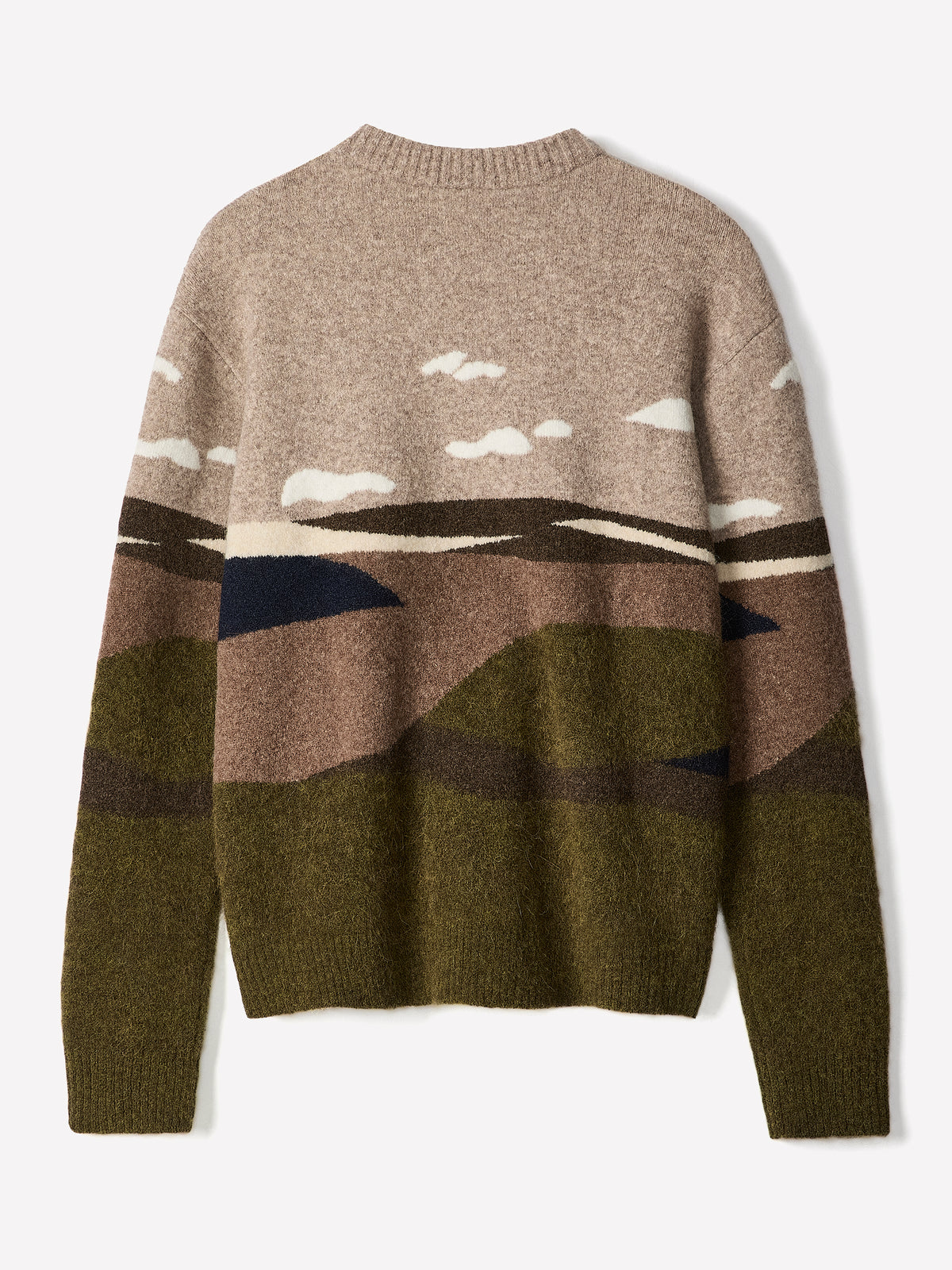 Long Sleeve Landscape Intarsia Crew Neck Sweater