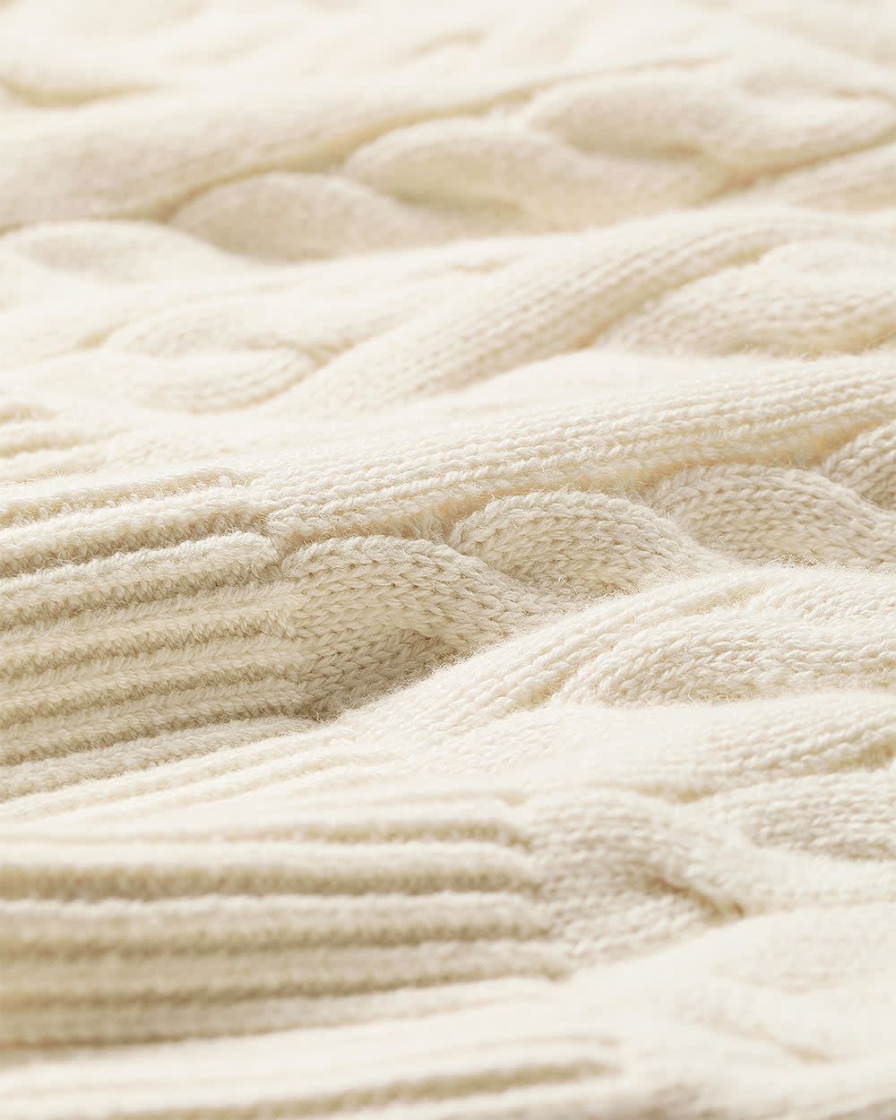 Long-Sleeve V-Neck Cable-Stitch Merino-Blend Sweater