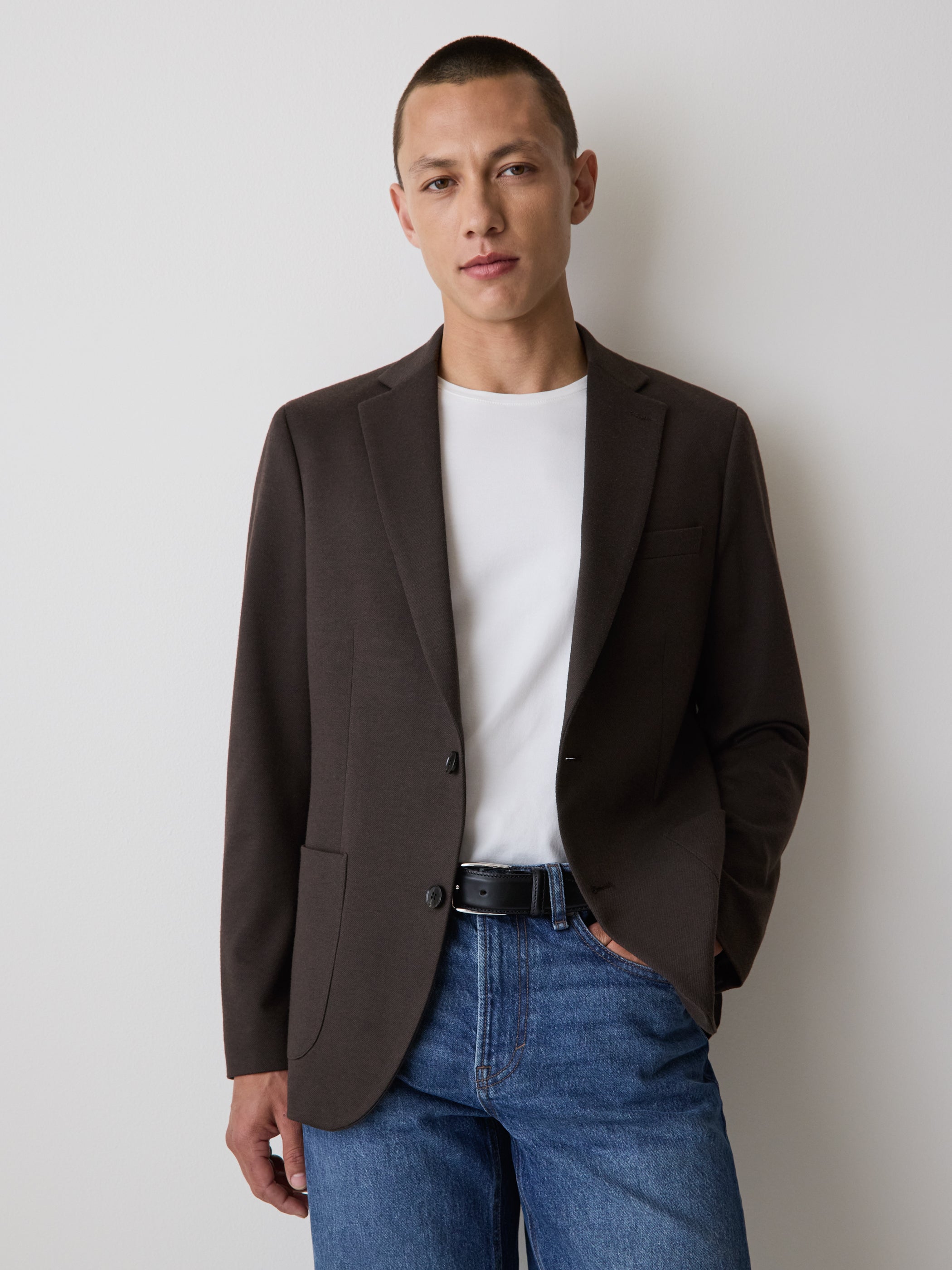 Slim-Fit Knit Blazer