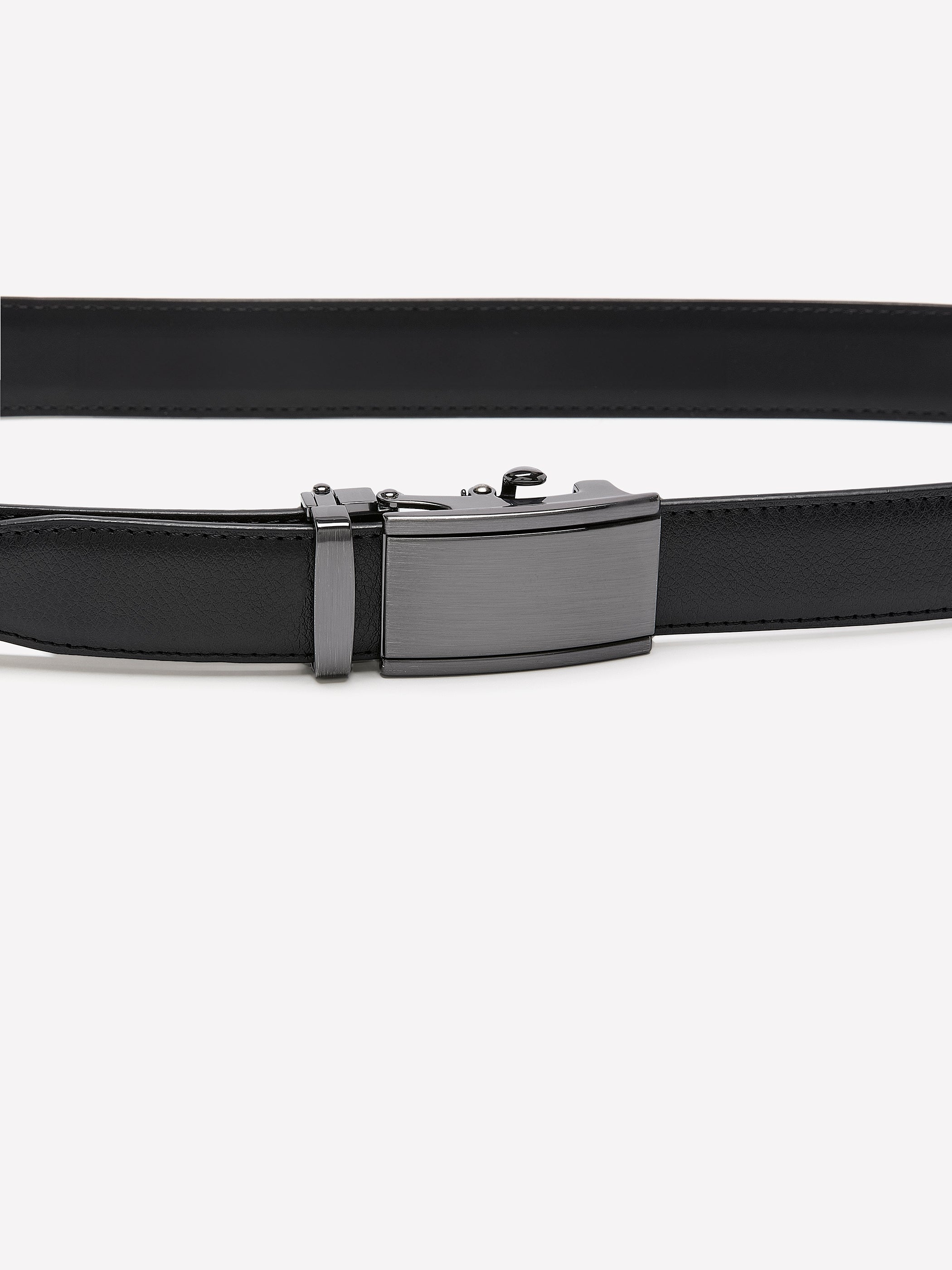 Leather Belt with Plate Buckle