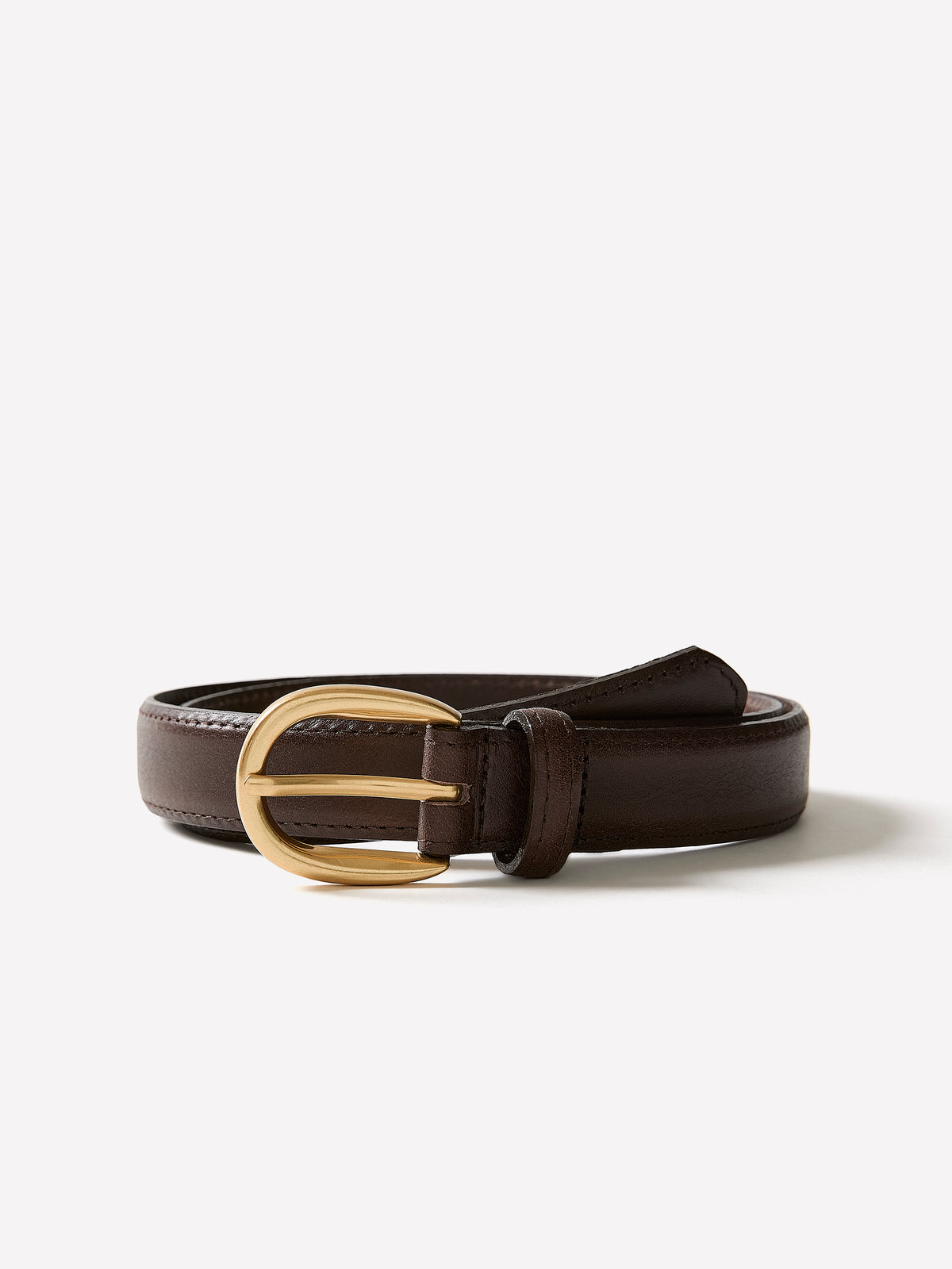 Leather Belt with Contrast Stitches