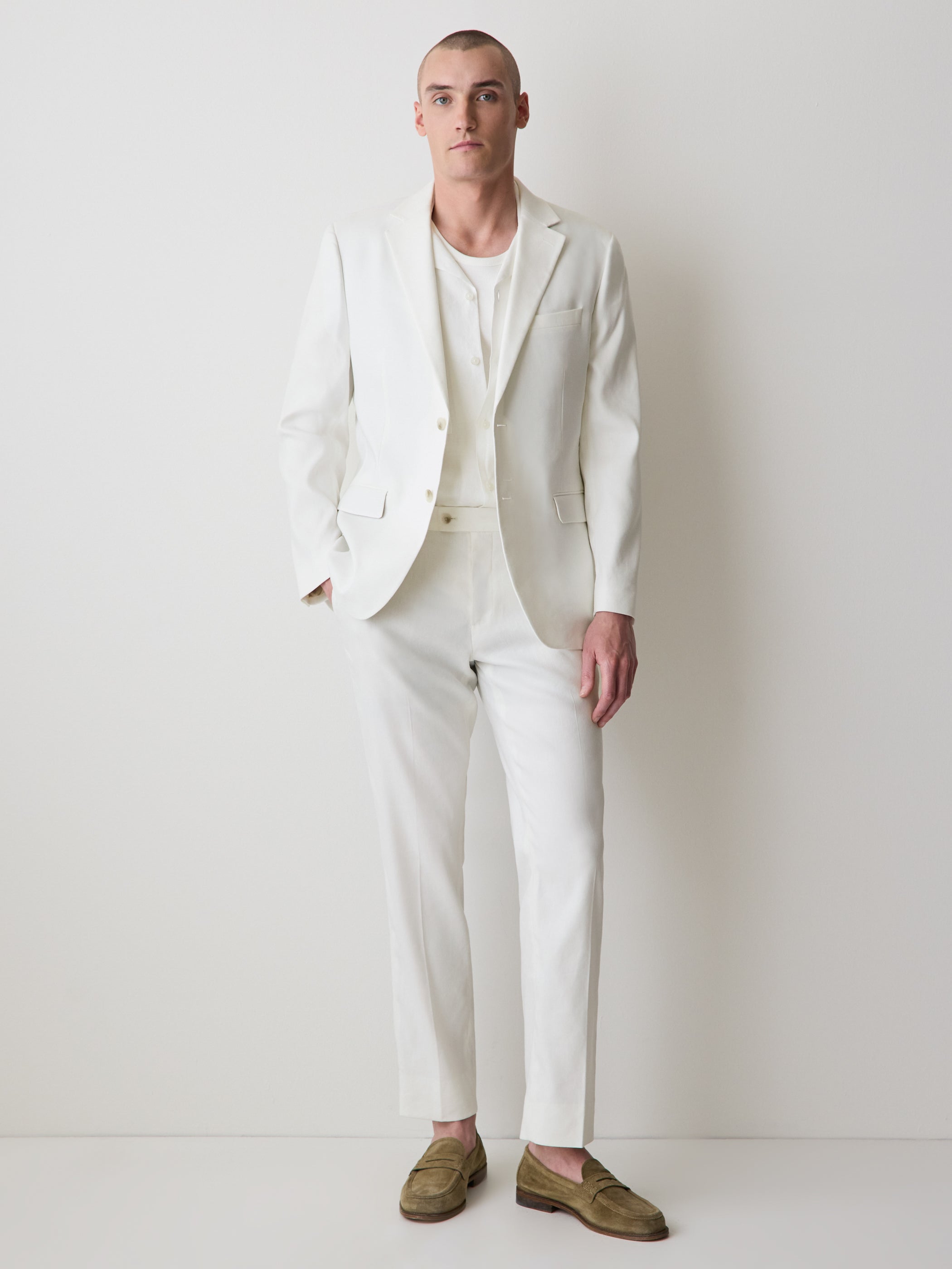 Tailored Linen Blend Woven Pant