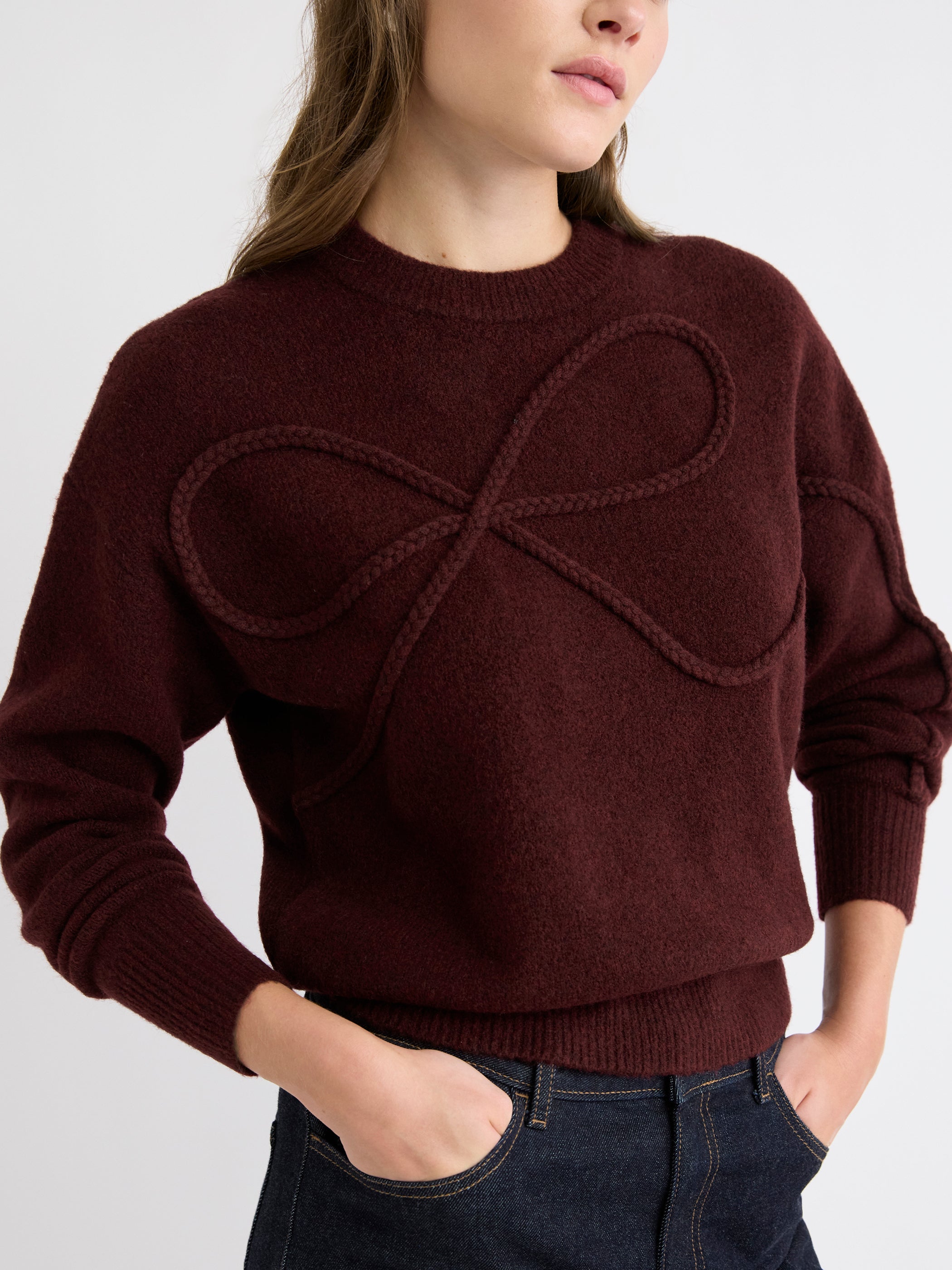 Pull à Col Rond et Manches Longues avec Boucle