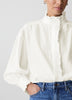 Long-Sleeve Crew-Neck Blouse with Ruffles