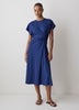 Knit V-Neck Dollman Midi Dress with Silk Blend