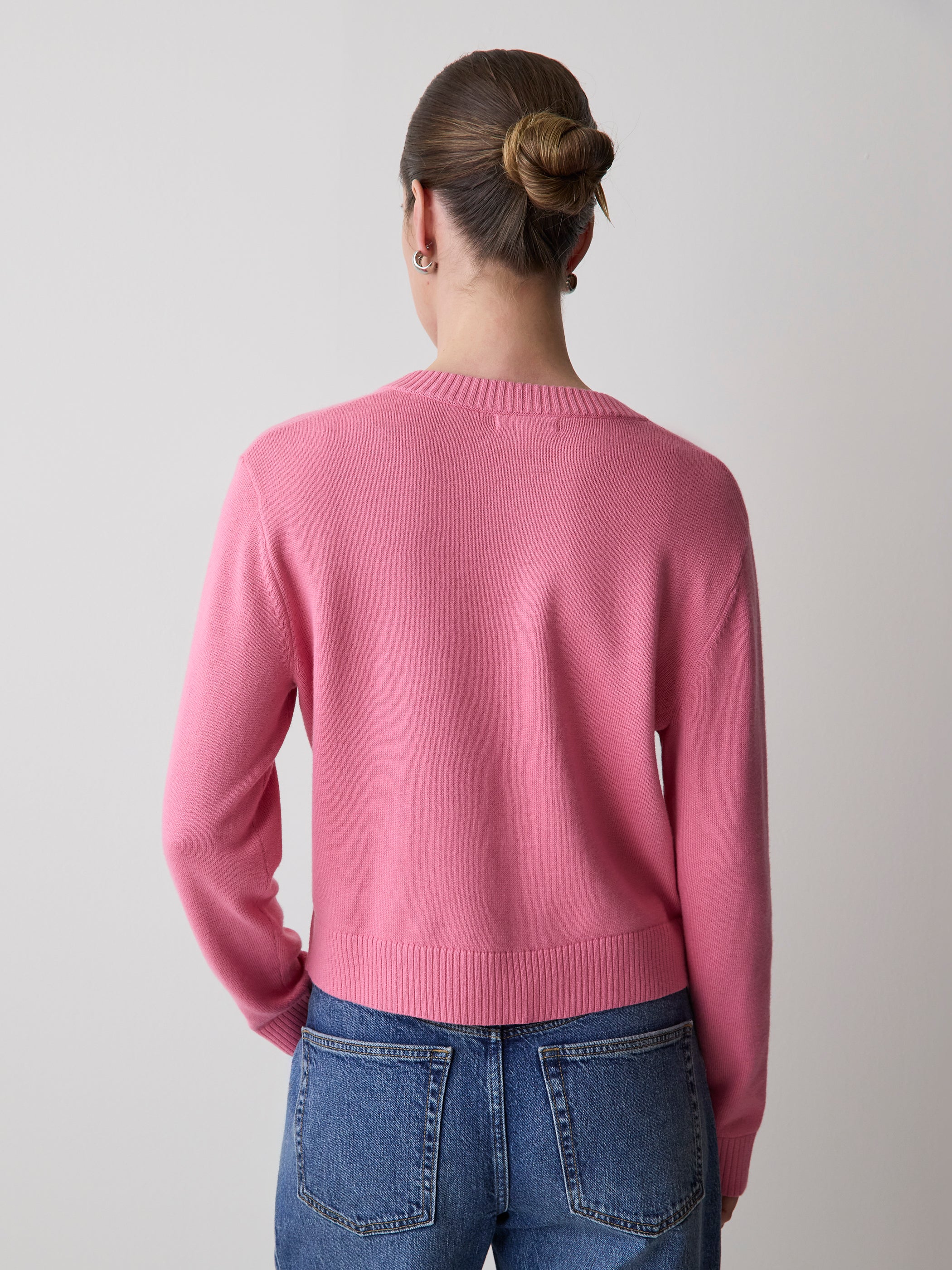 Cardigan en Laine à Manches Longues et Col Rond