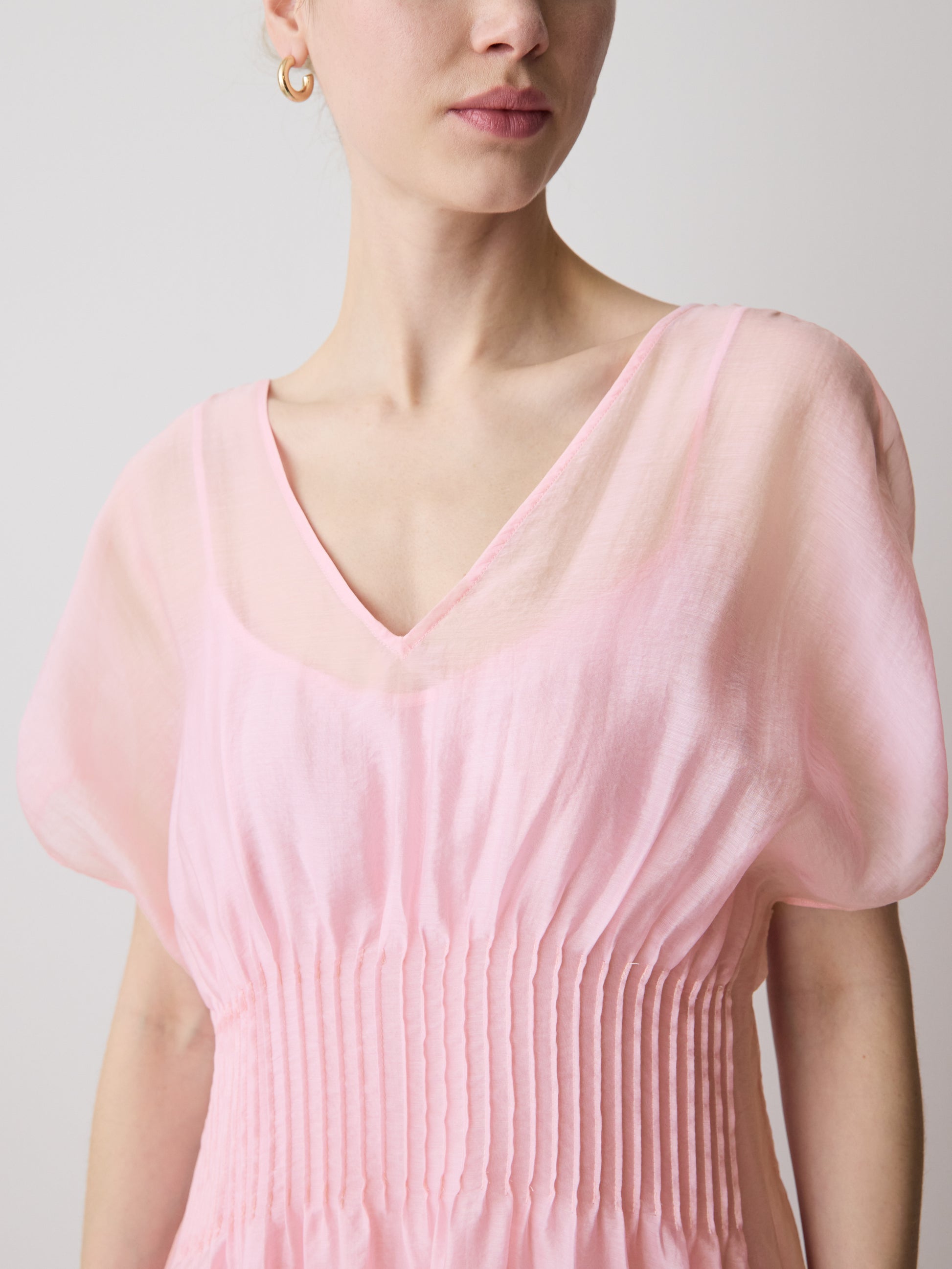 Woven Dress with Lyocell Flutter Sleeves