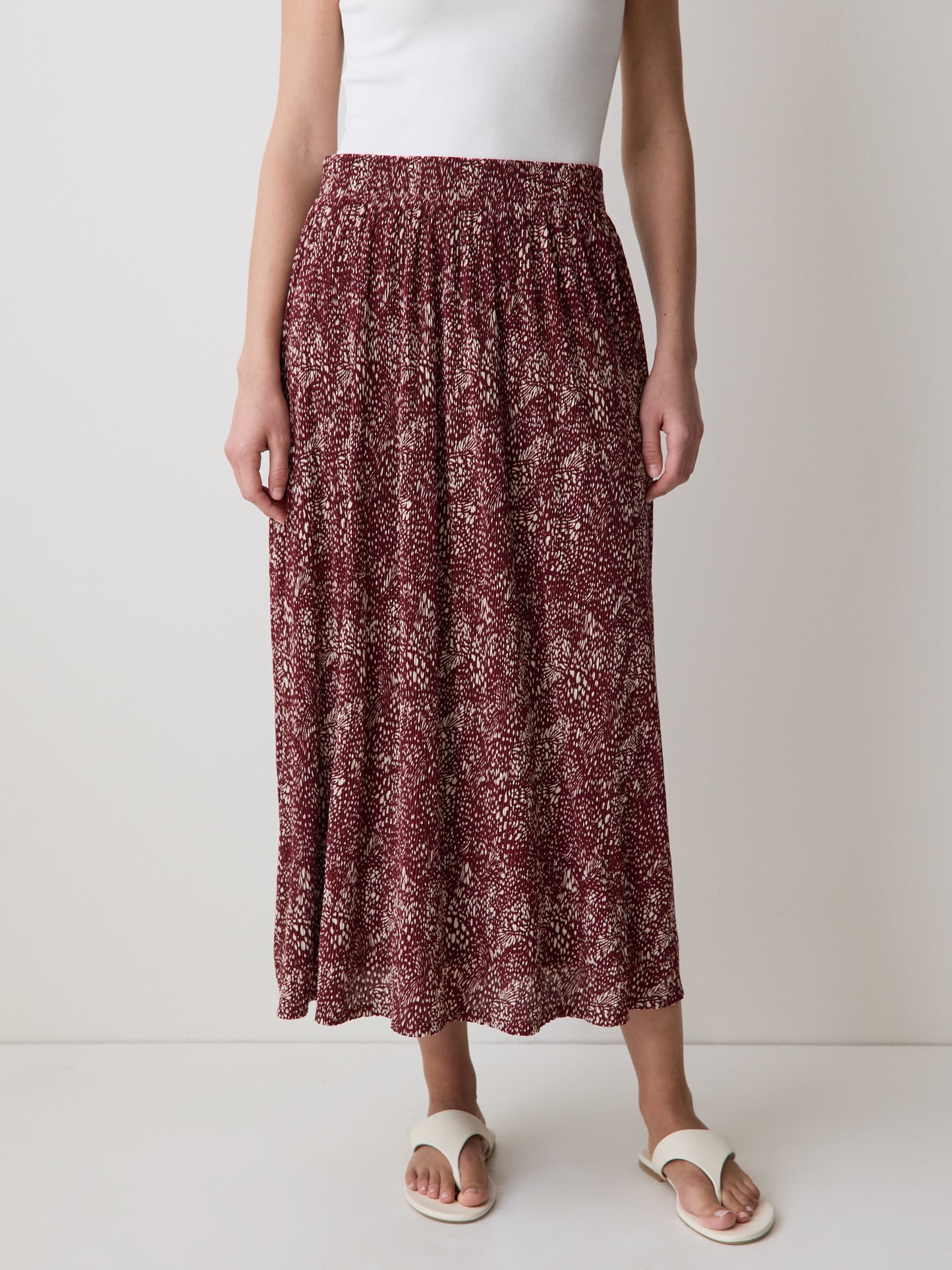 High-Rise Flare Midi Skirt
