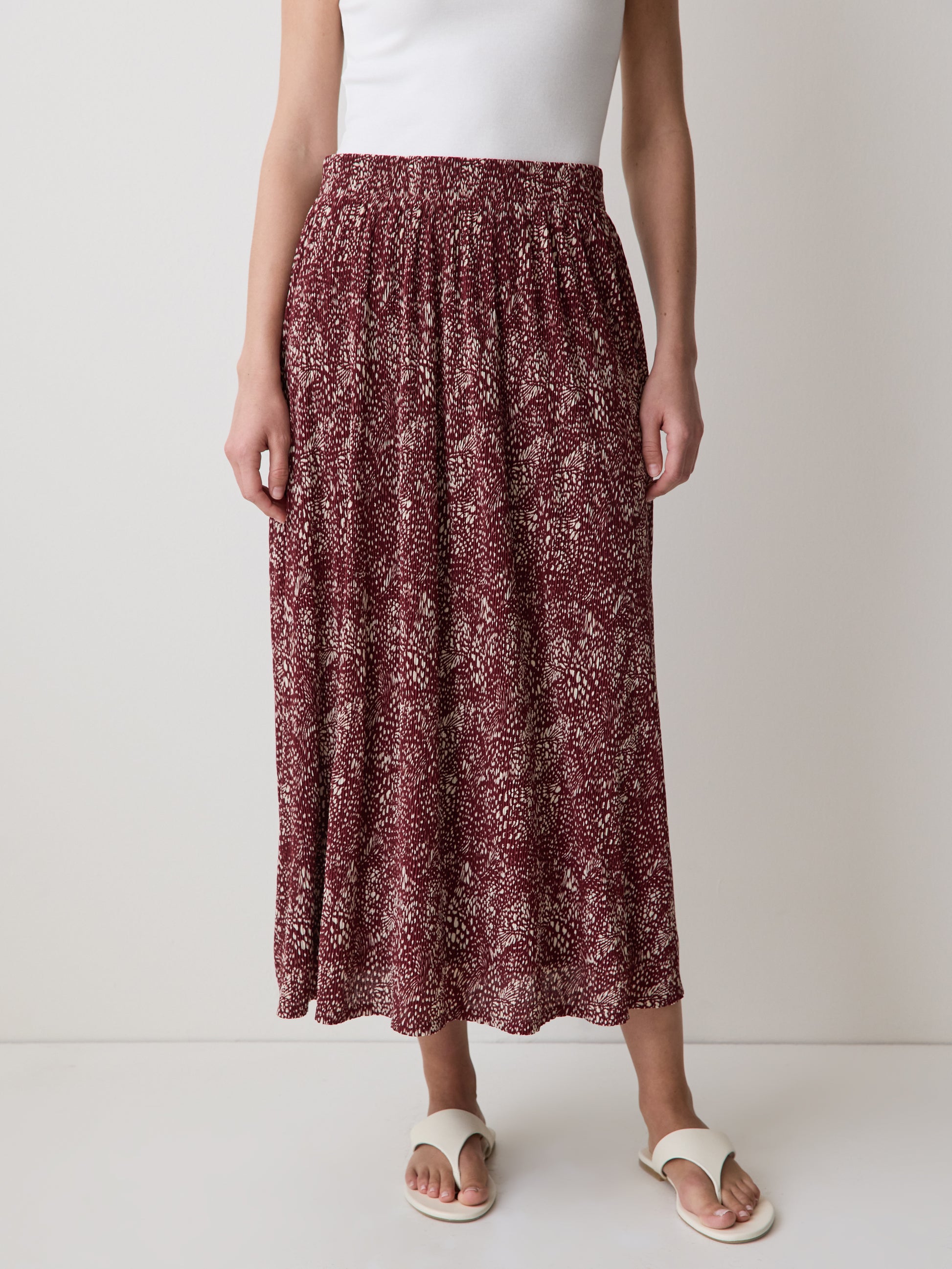 High-Rise Flare Midi Skirt