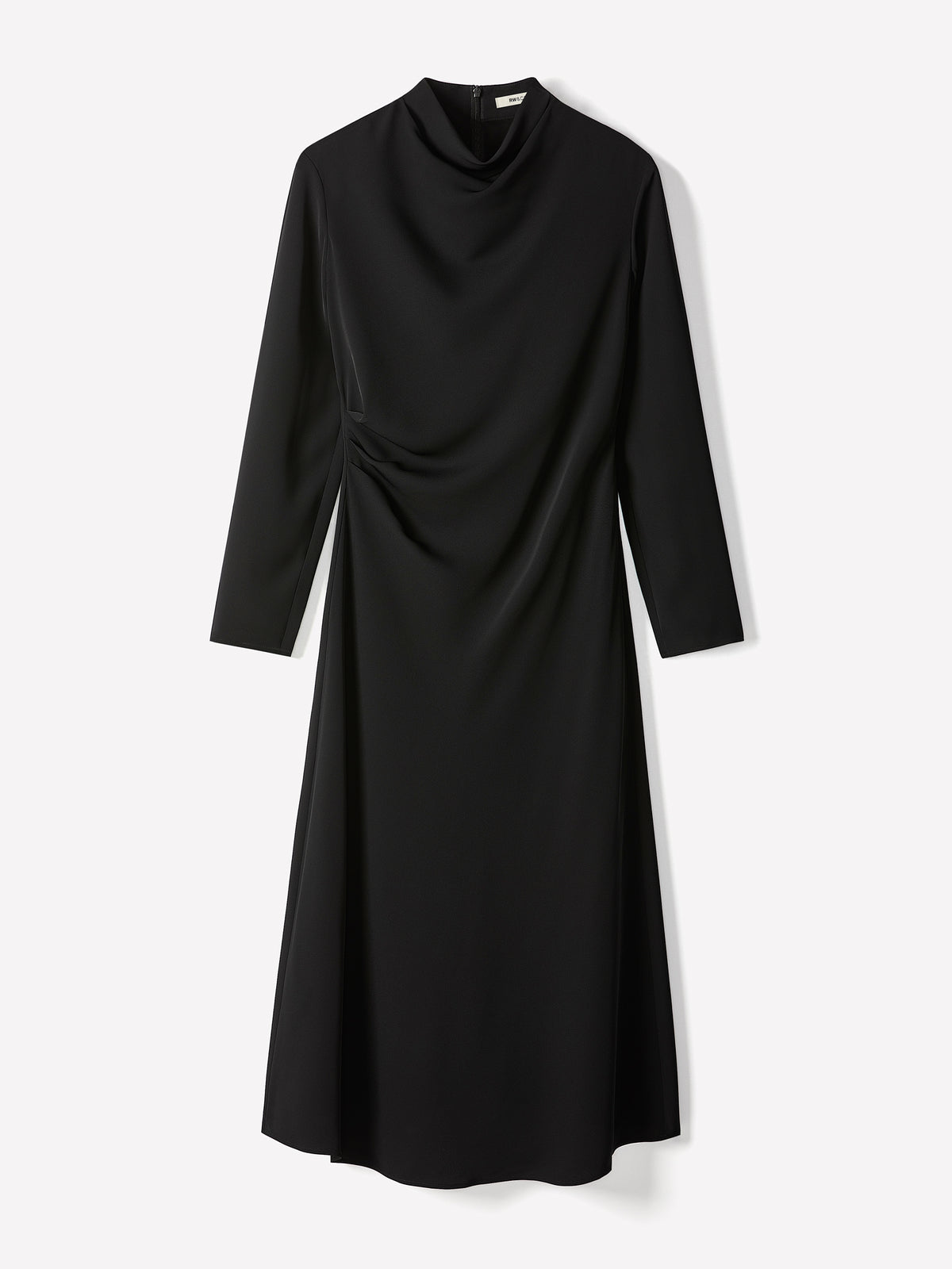 Long-Sleeve Mock-Neck Midi Dress