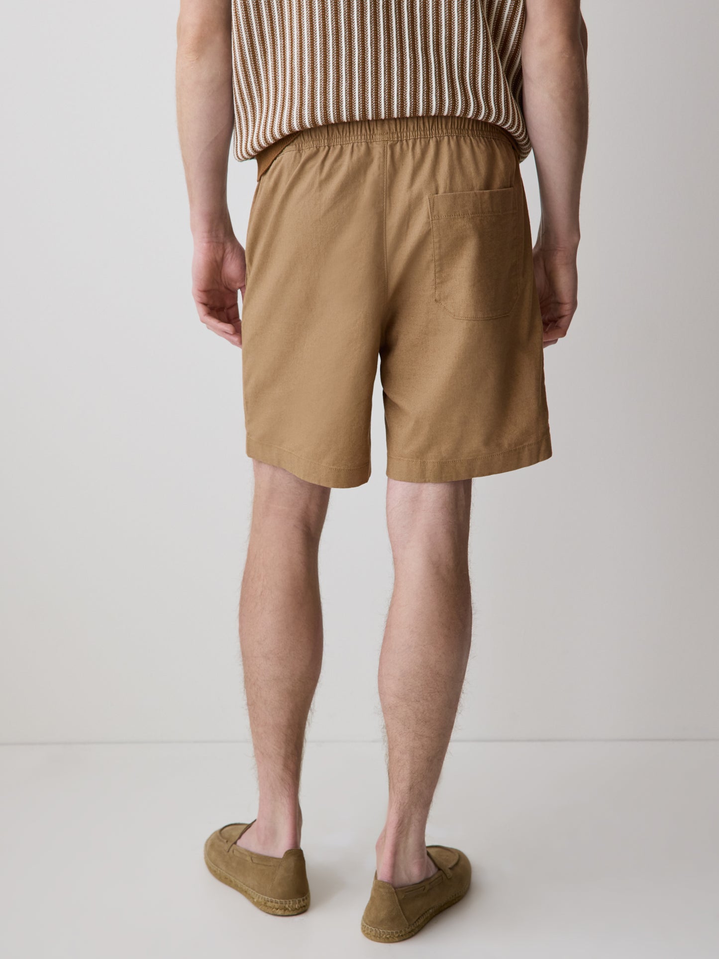 Linen-Blend Shorts with Elastic Waistband