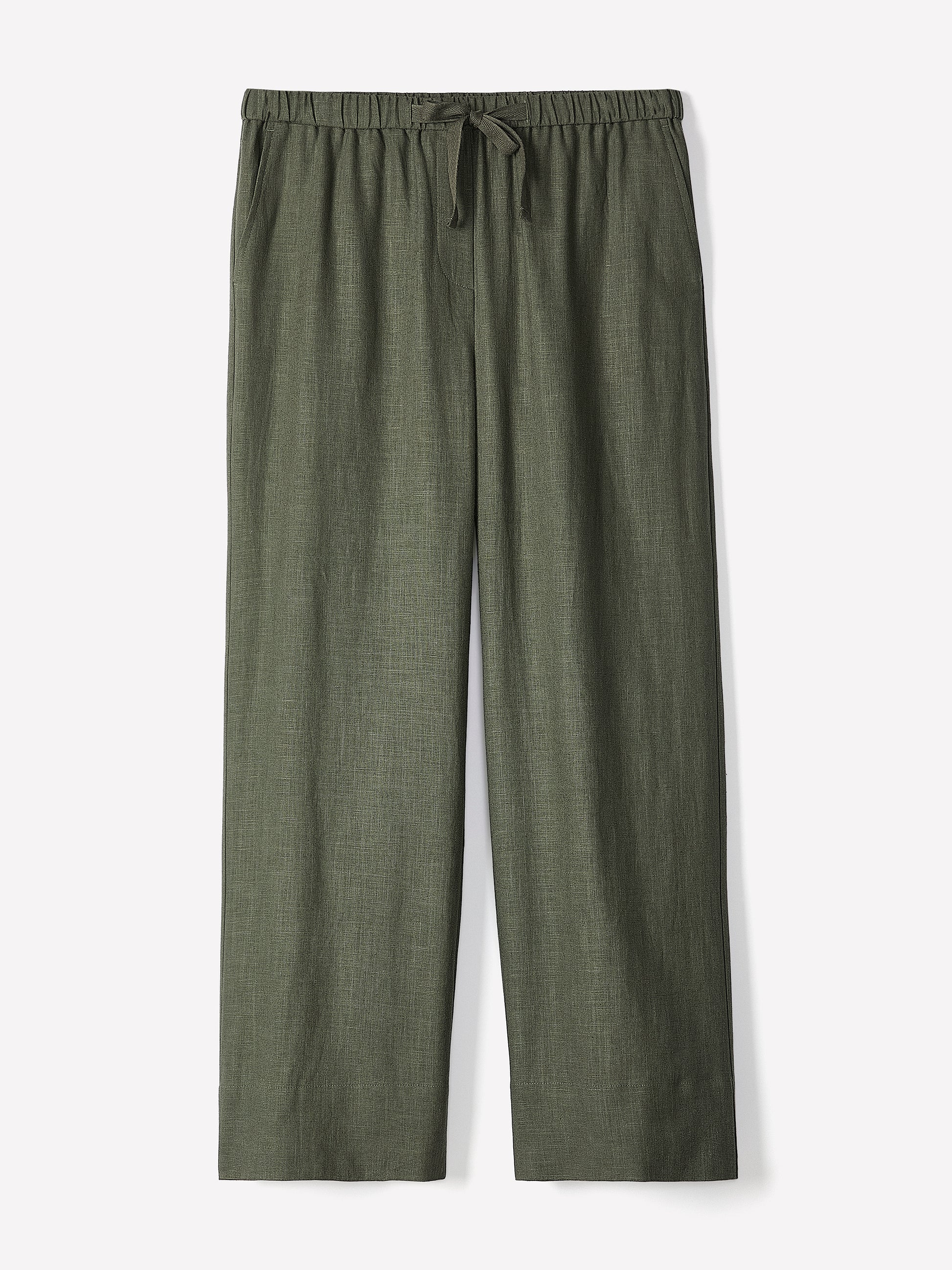 Linen Mid-Rise Straight-Leg Pant
