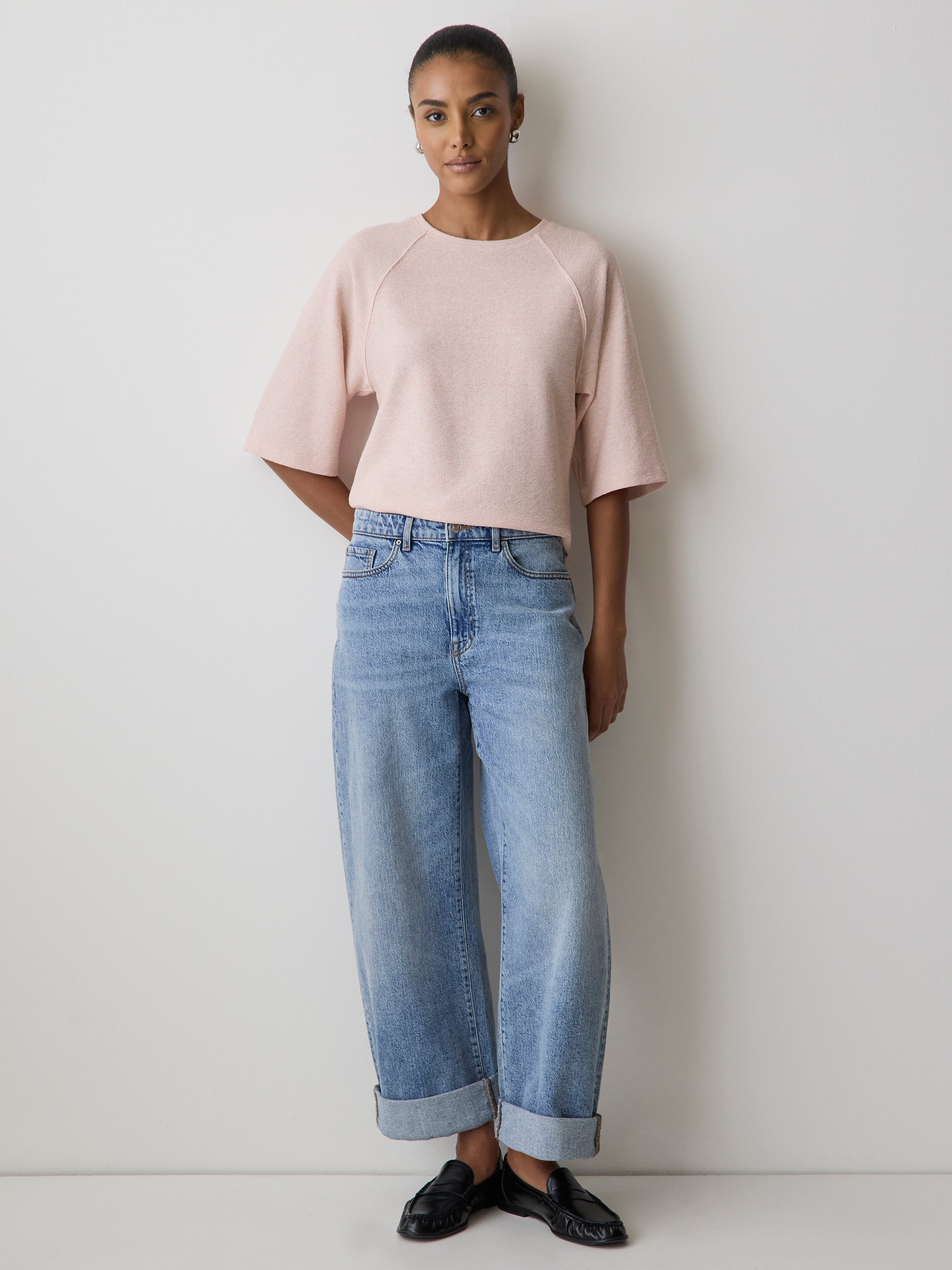 Women's Long Raglan Sleeve Crew Neck Knit Top – RW&CO