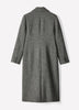 Woven Tweed Double-Breasted Long Coat with Tailored Collar