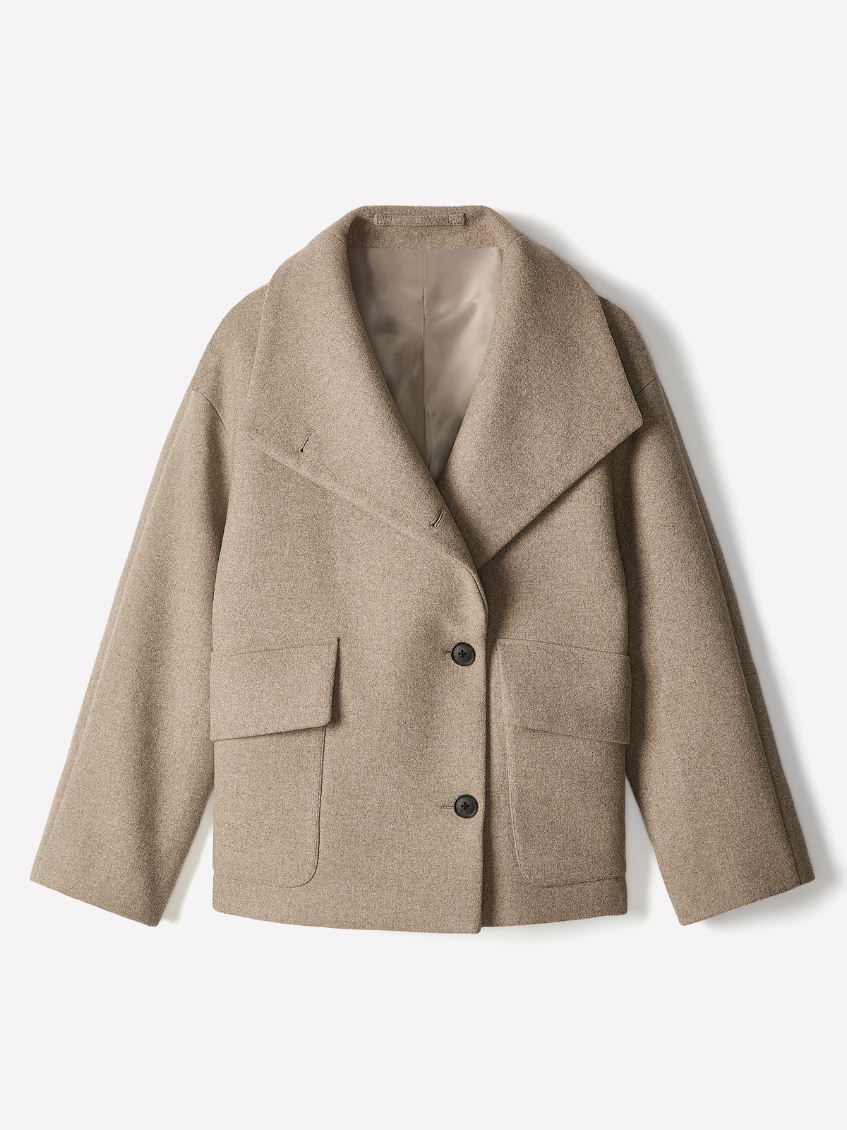 Wool-Blend Funnel-Neck Jacket