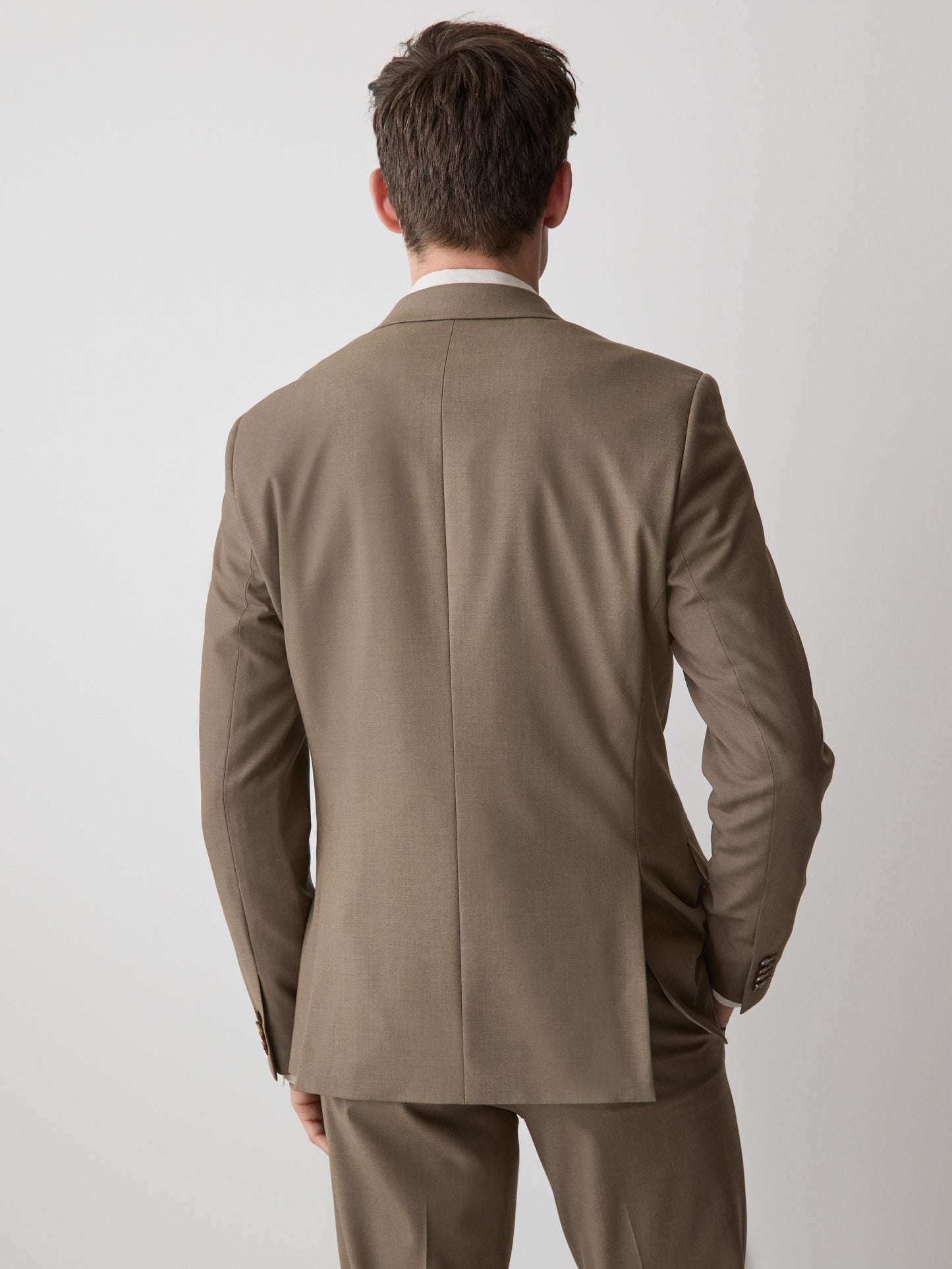 Slim Fit Woven Blazer Dark Sand