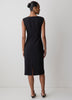 Sleeveless Woven Dress with Cow Neck, Polyester Blend