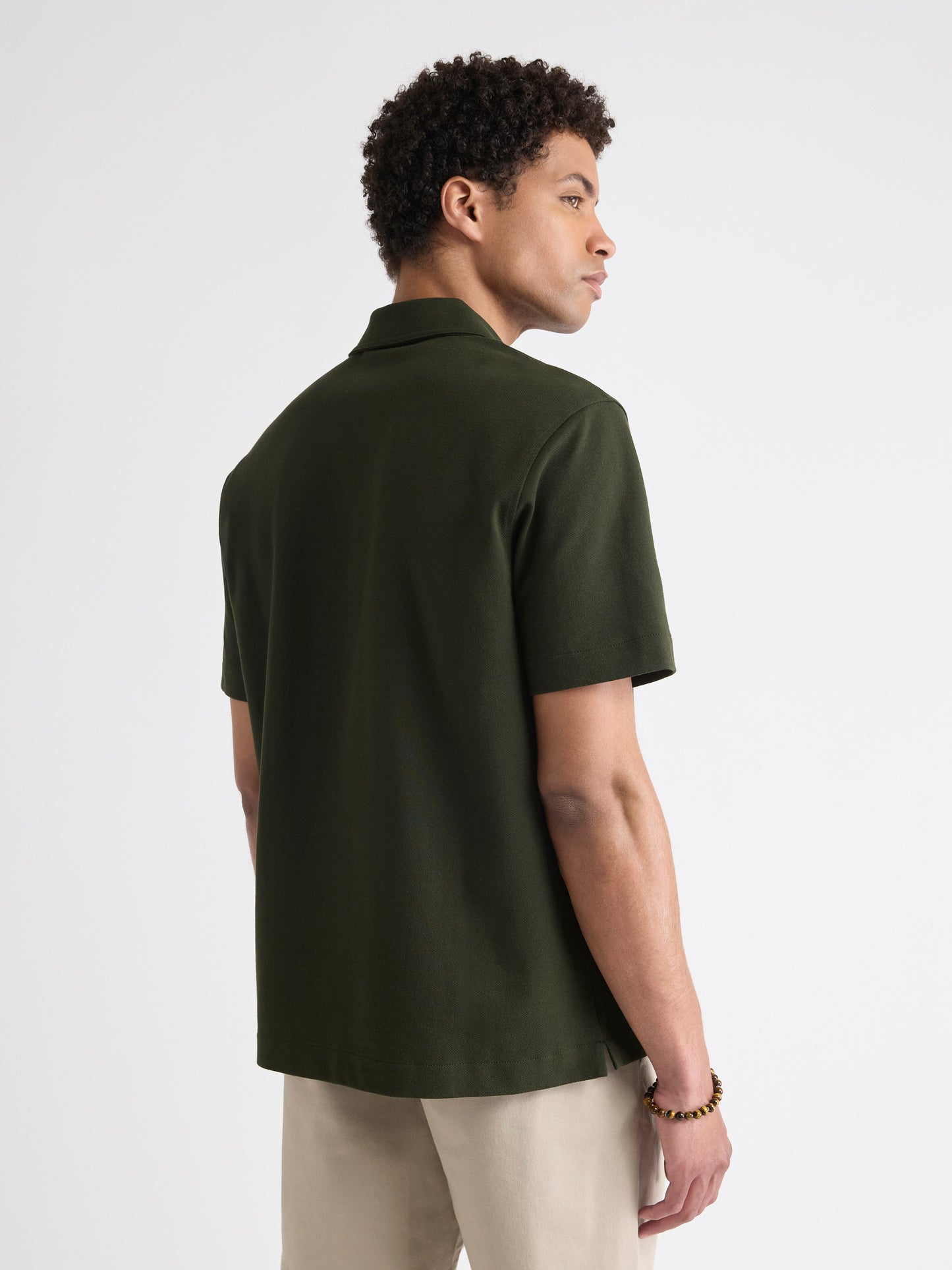 Oversized Short-Sleeve Half-Zip Polo