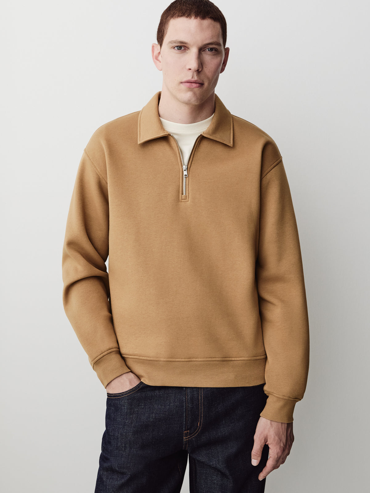 Long-Sleeve Half-Zip Polo Sweater