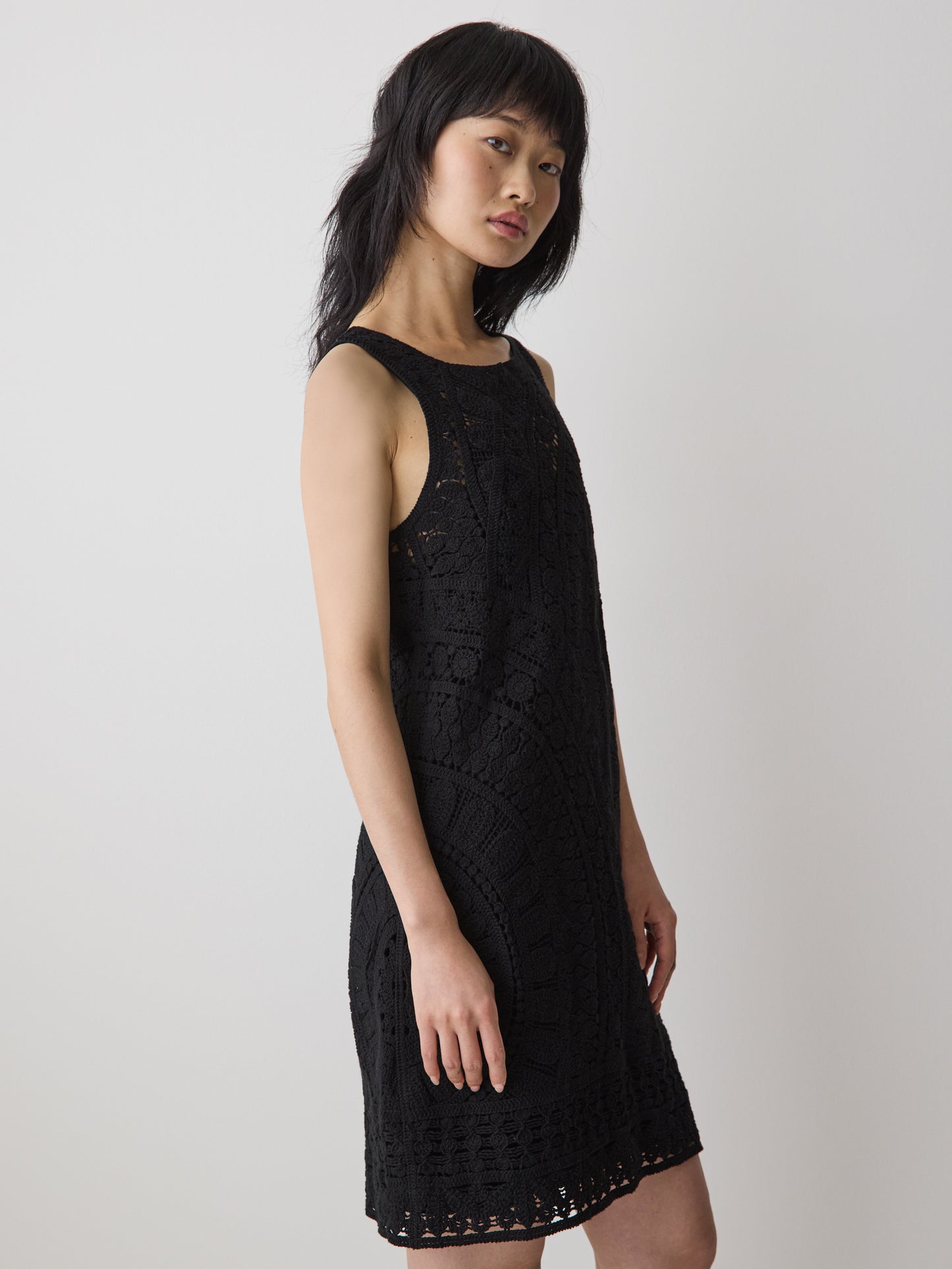 Sleeveless Crochet Mini Dress