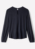 Woven Popover Blouse, Luxe Crepe, Long Sleeve