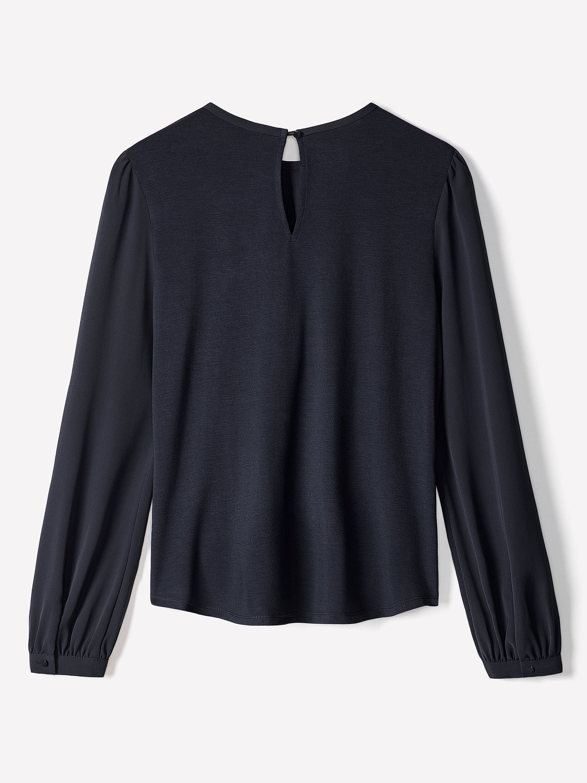 Woven Popover Blouse, Luxe Crepe, Long Sleeve
