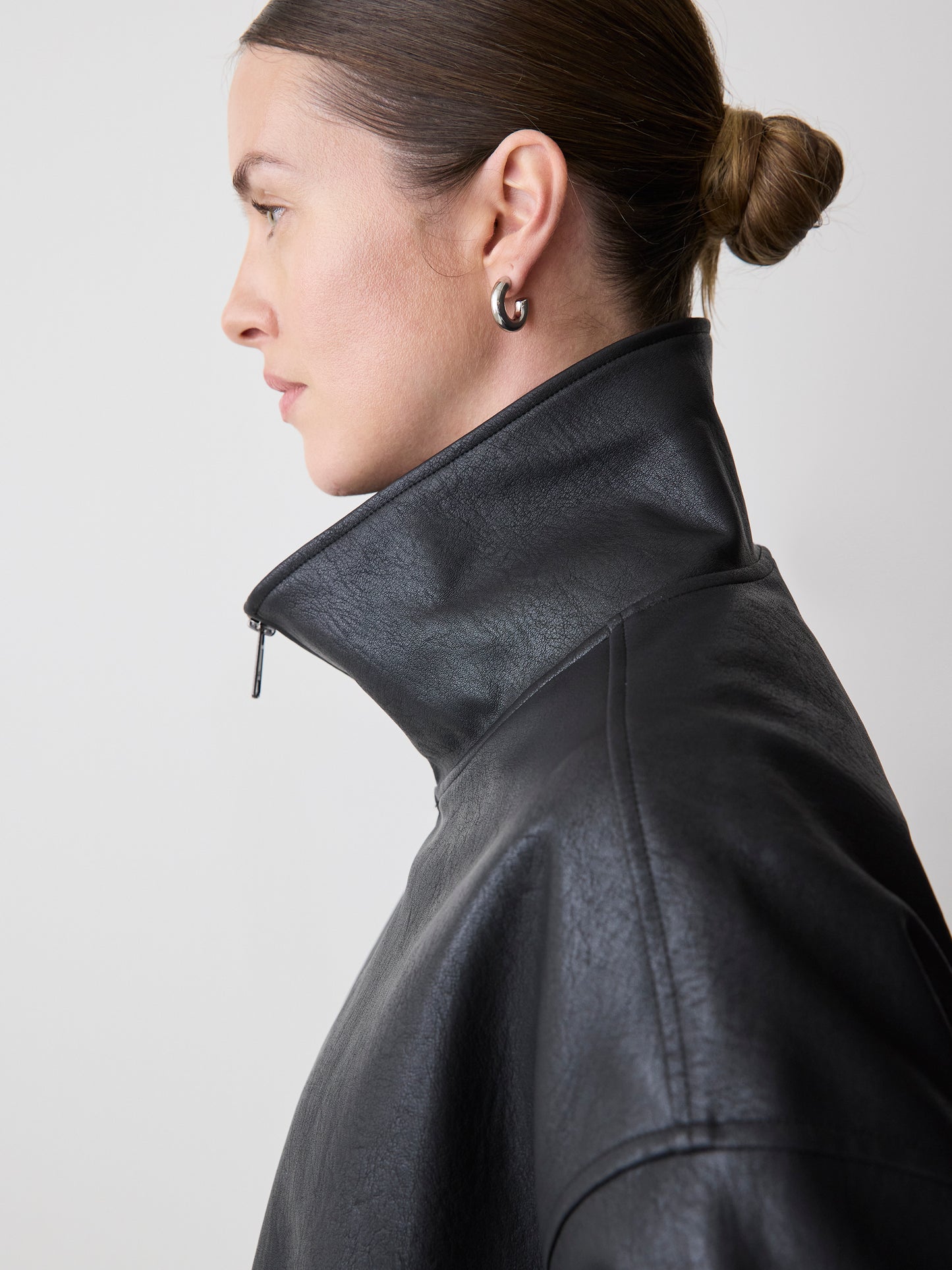 Faux Leather Bomber Jacket