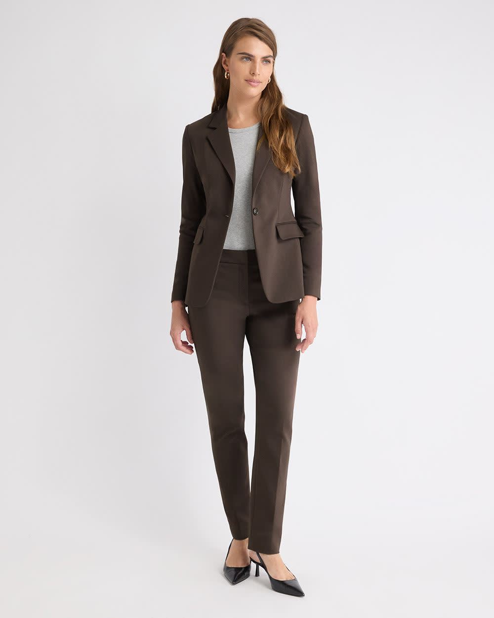 Luxe Knit Long-Sleeve Crew-Neck Fitted Ribbed Tee