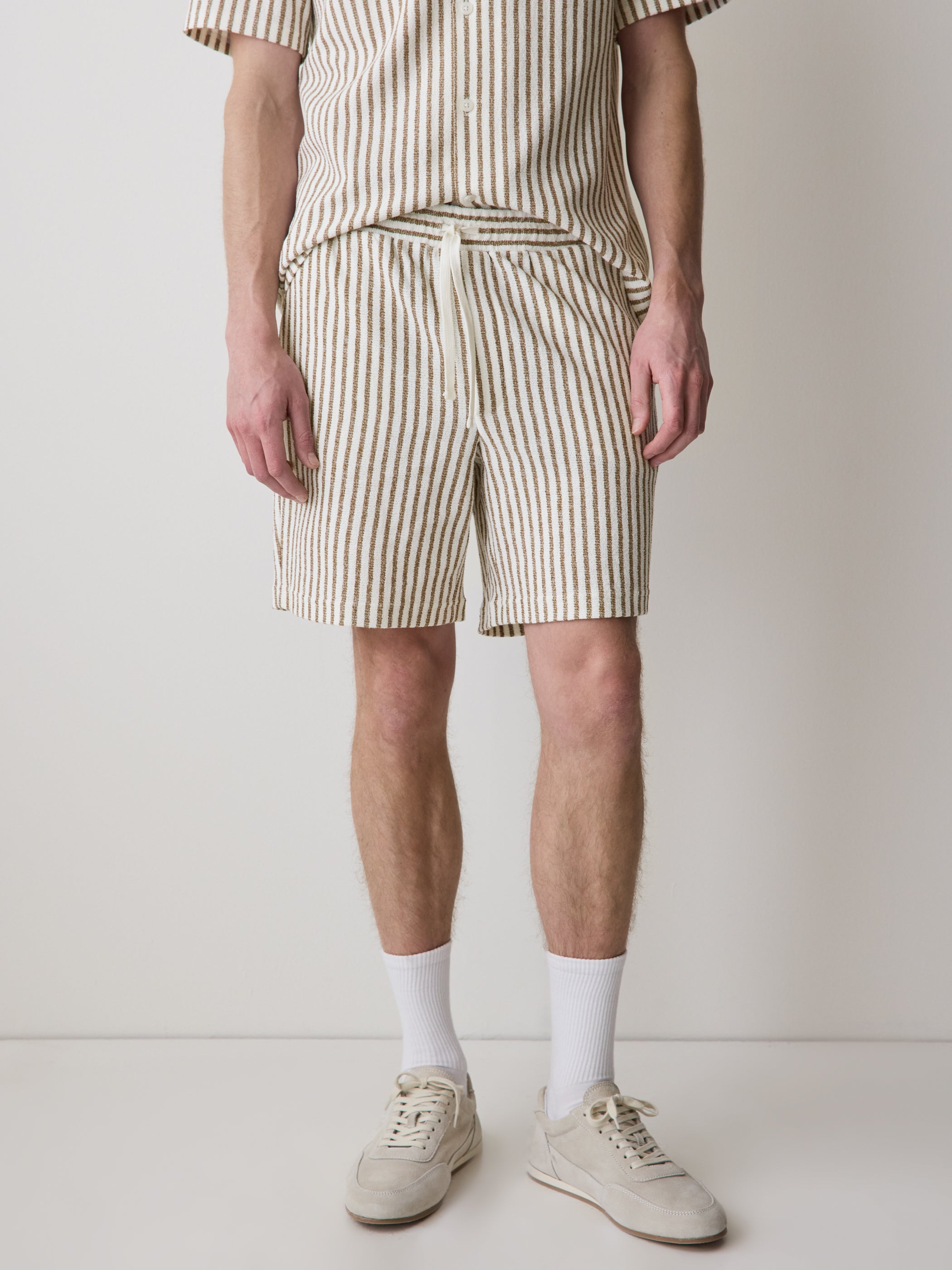Knit Short with Stripe Pattern, Cotton Blend