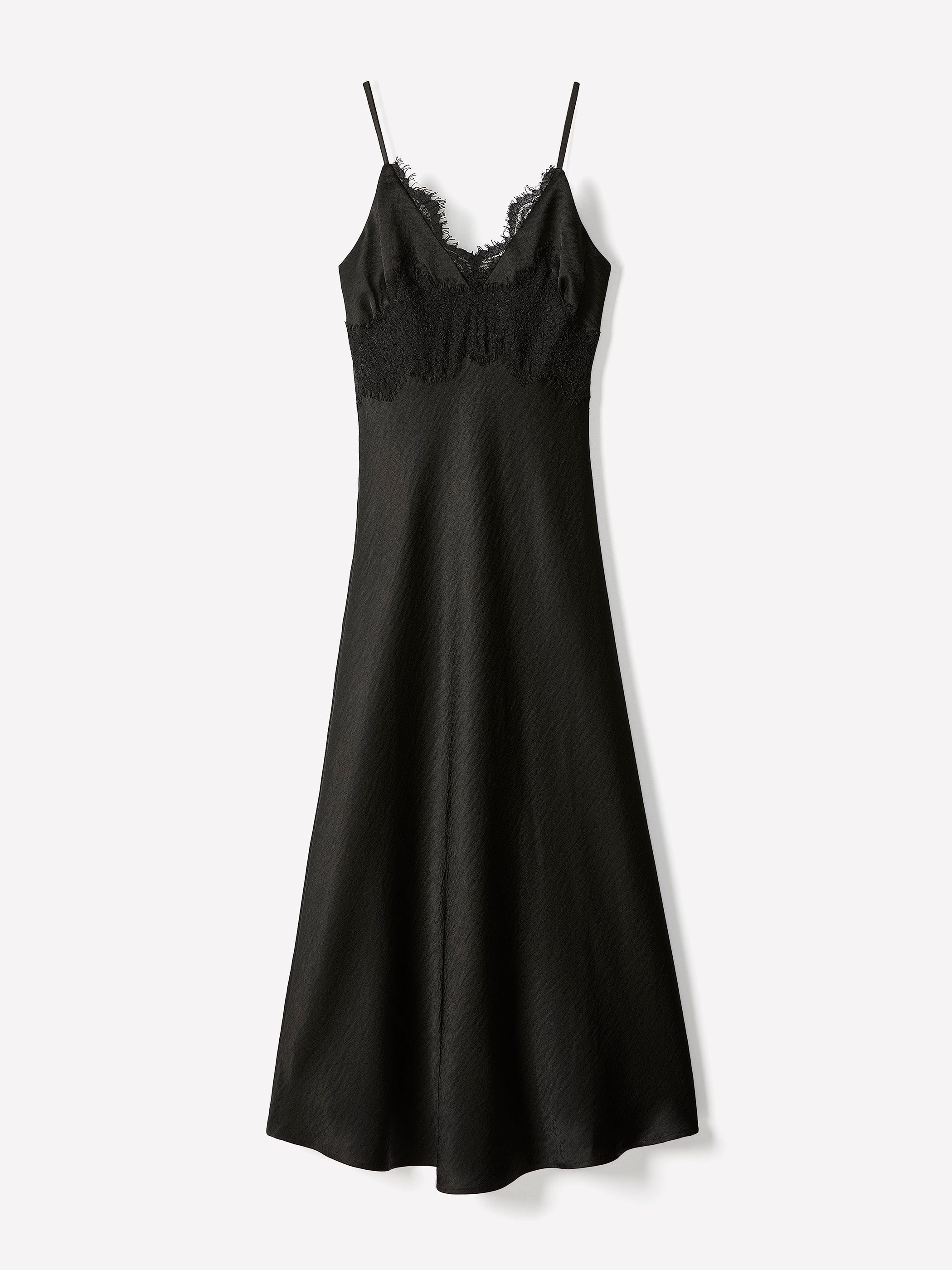 Women's Satin Midi Dress with Lace Trim – RW&CO