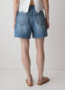 Woven Denim High Rise Mid Thigh Shorts