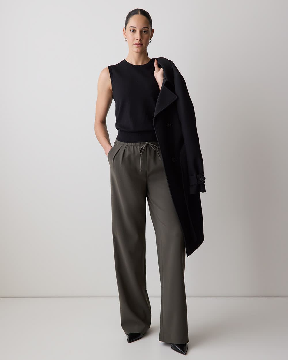 Pull Sans Manches à Col Dégagé