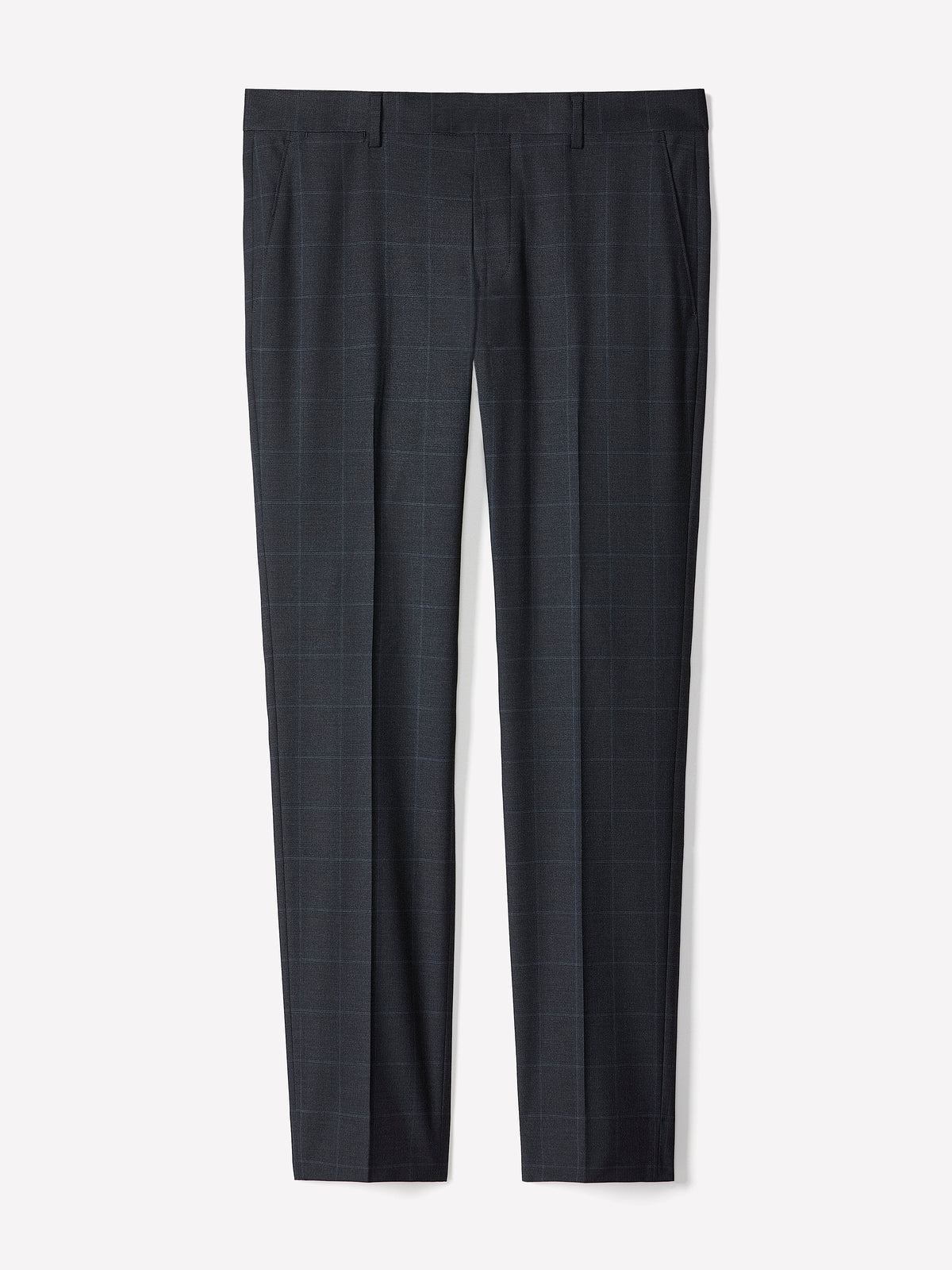 Slim-Fit Navy Windowpane Suit Pant