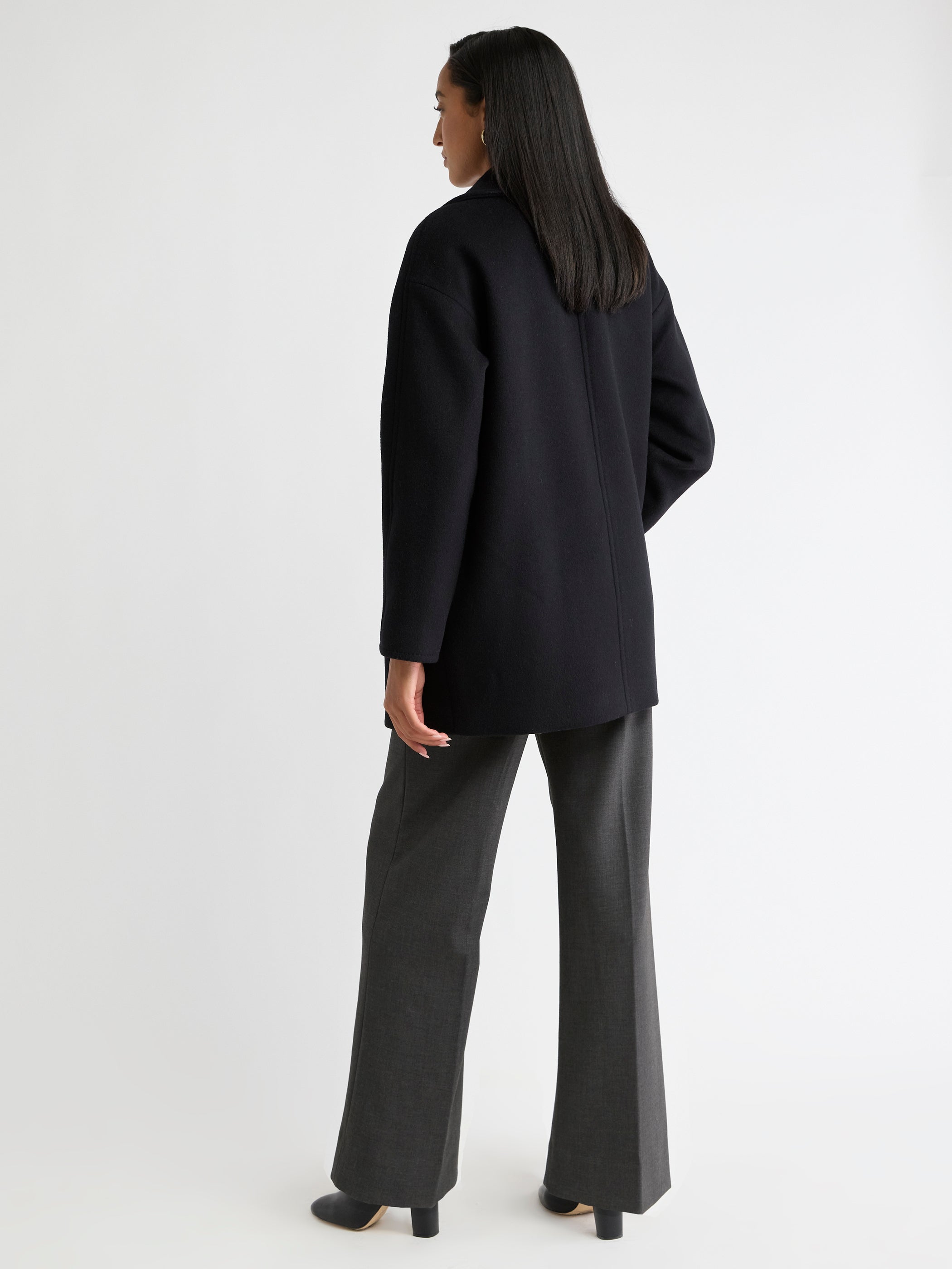 Melton Wool-Blend Double-Breasted Peacoat