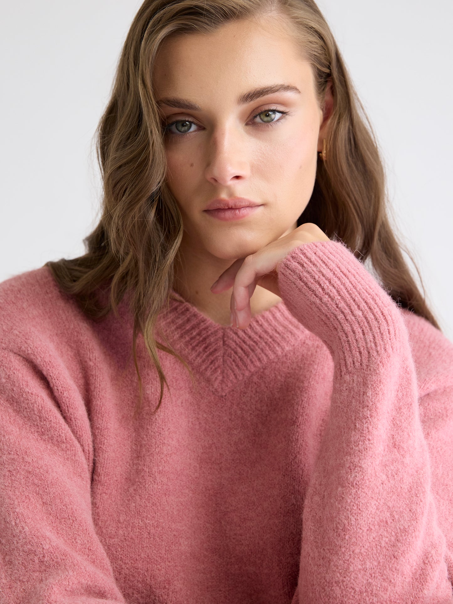 Pull à Manches Longues et Col V en Mélange d'Alpaga