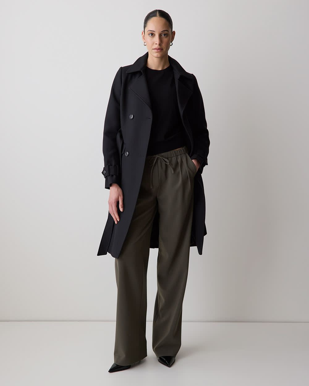 Pull-On Mid-Rise Wide-Leg Pant