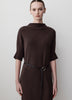 3/4-Sleeve Mock-Neck Belted Midi Dress