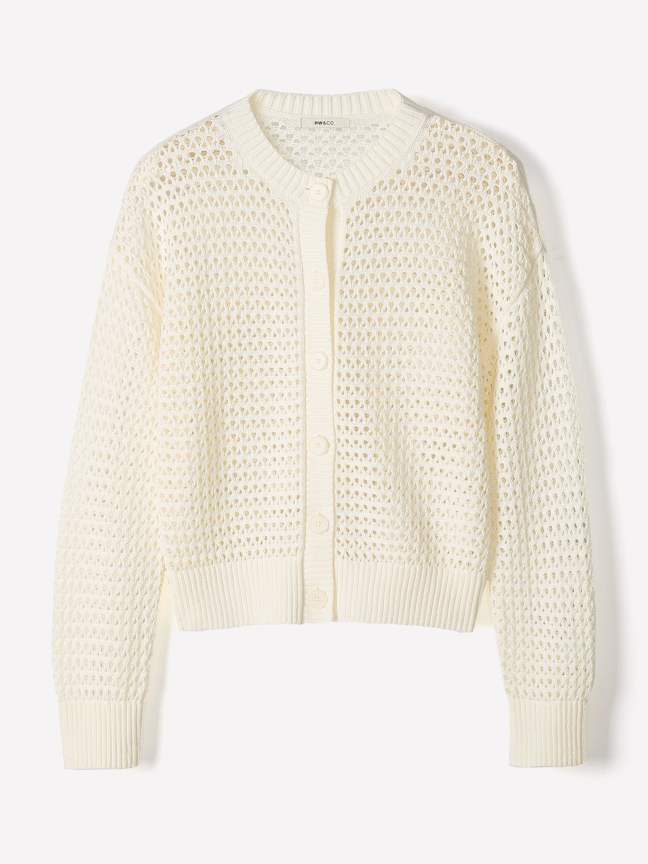 Cardigan en Mailles Ajourées à Manches Longues