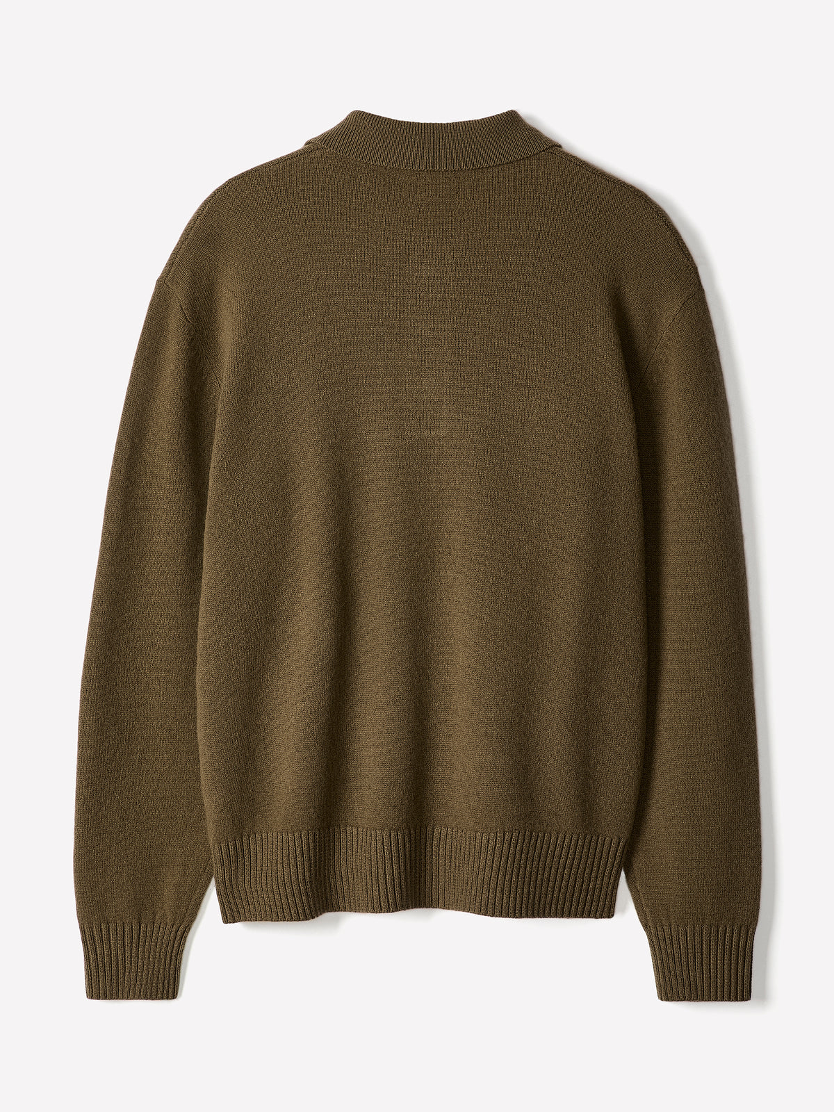 Lambswool Long-Sleeve Polo Sweater