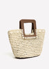 Woven Paper and PU Cutout Handle Handbag