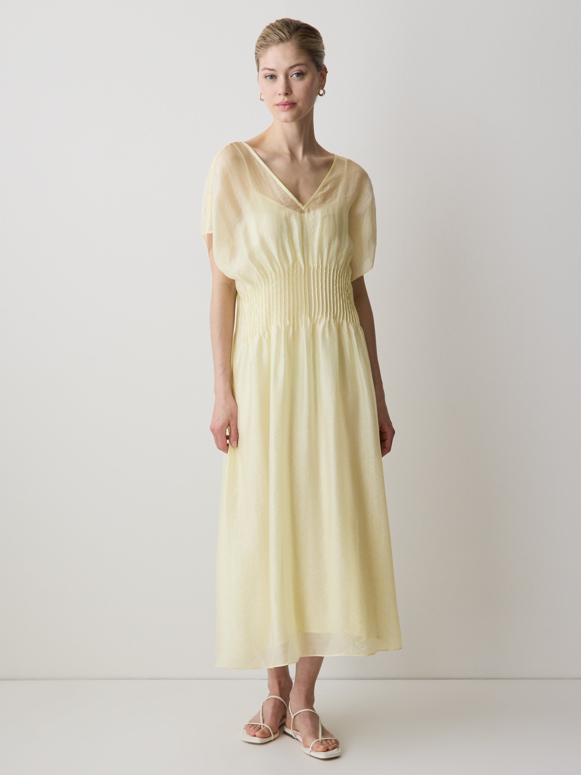 Woven Dress with Lyocell Flutter Sleeves