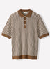 Striped Short-Sleeve Polo Sweater