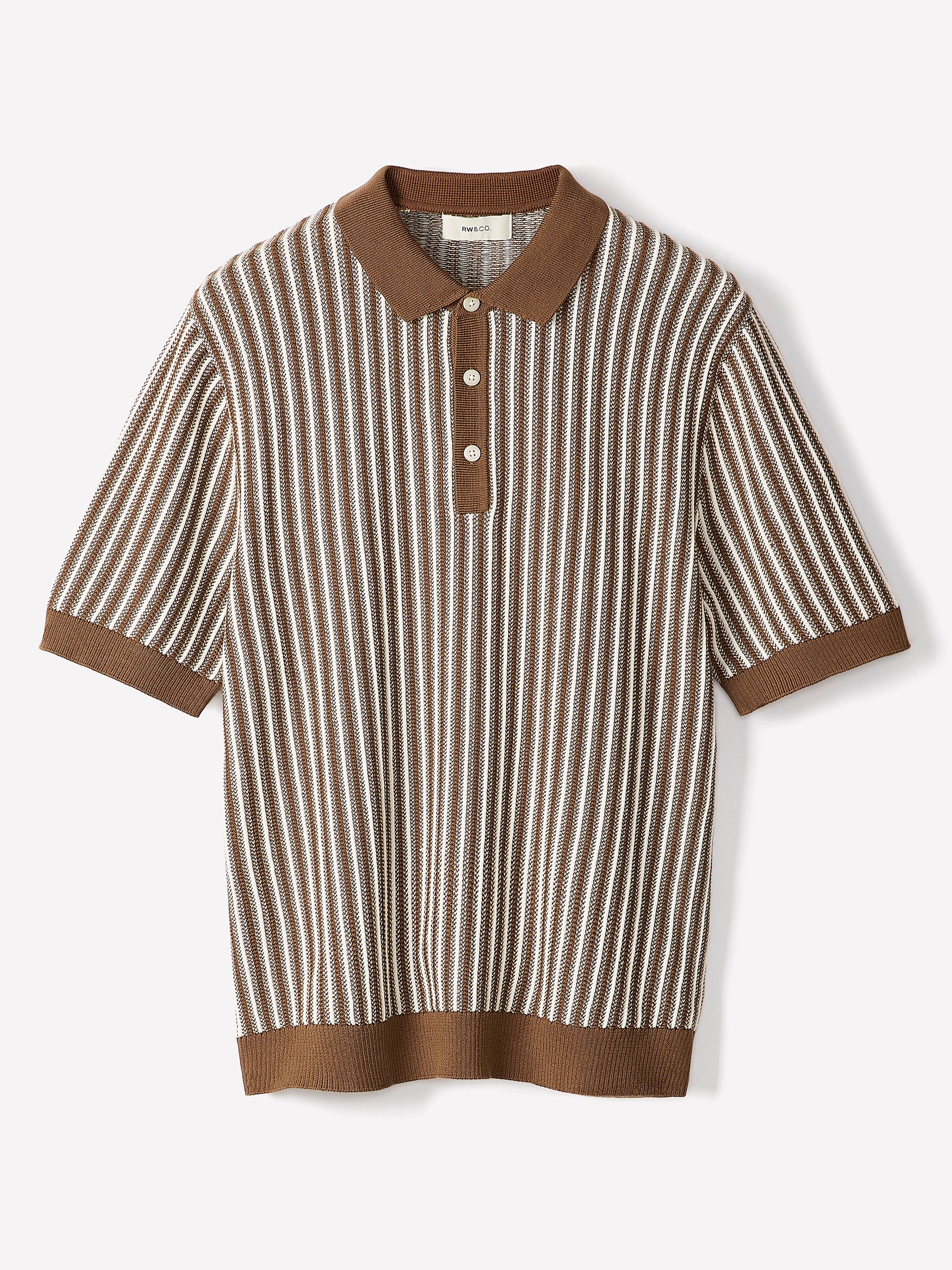 Striped Short-Sleeve Polo Sweater
