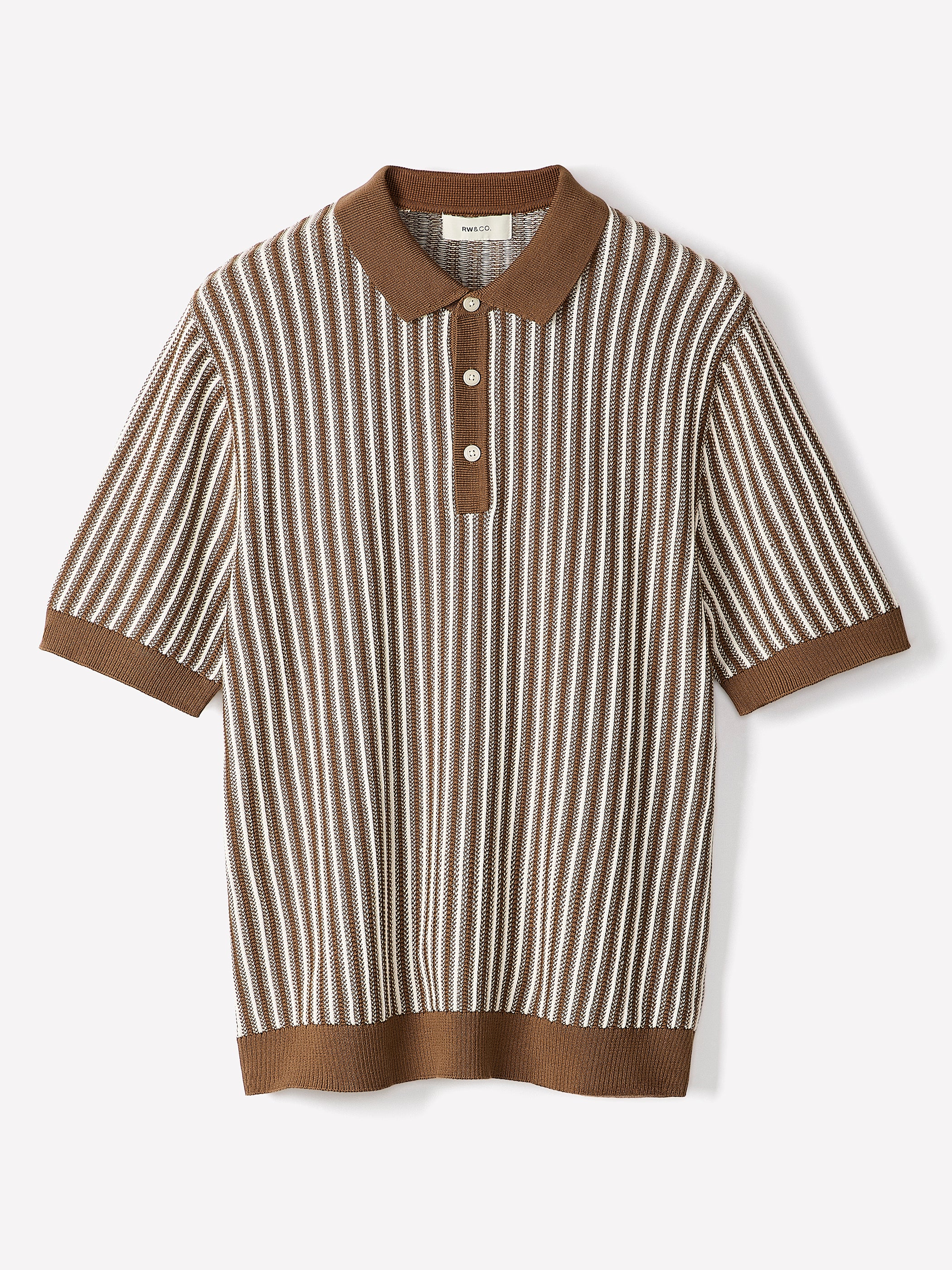 Striped Short-Sleeve Polo Sweater